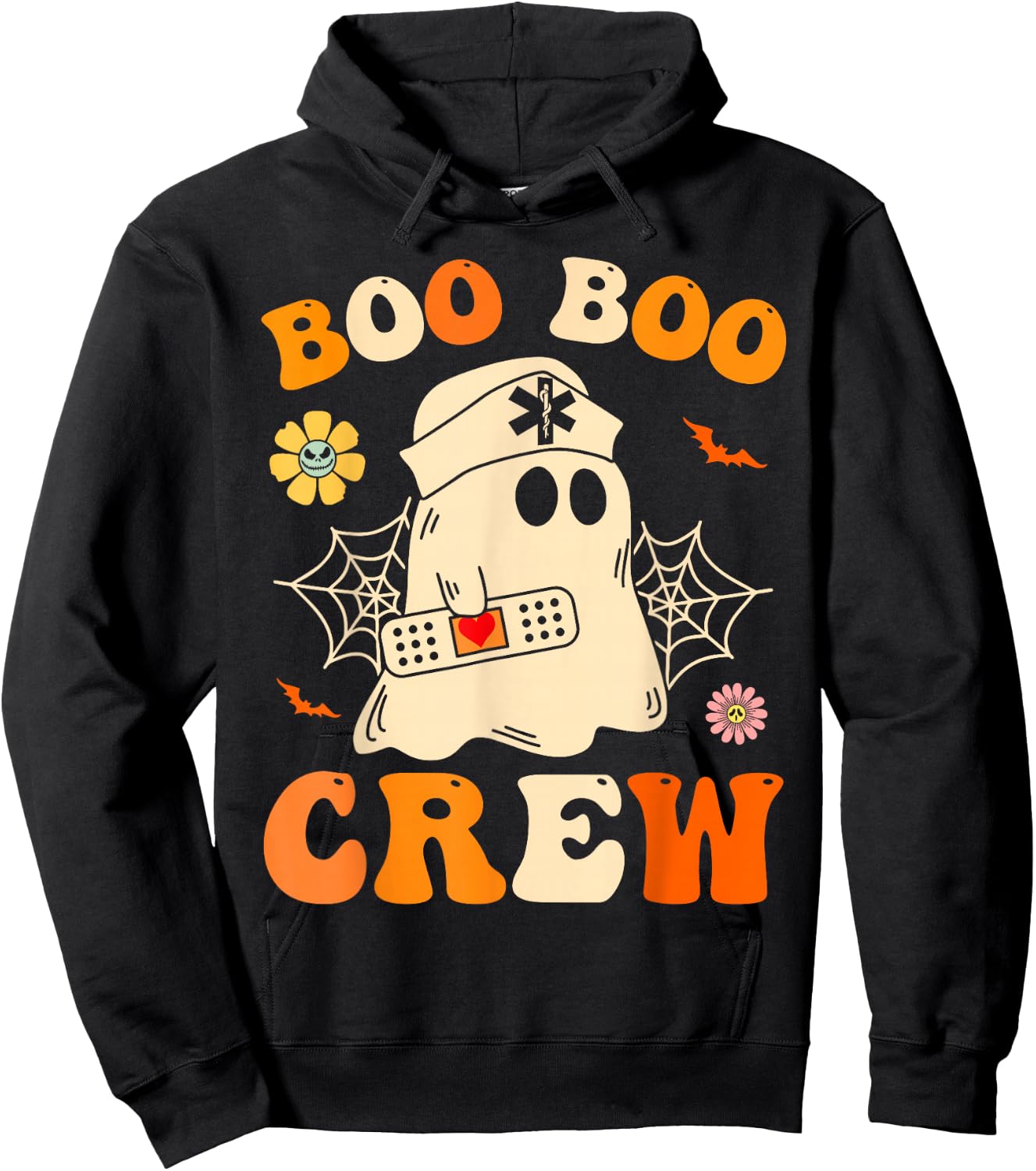 Boo Boo Crew Nurse Shirt Funny Ghost Retro Halloween Nurse Hoodie - Hoodie | Black