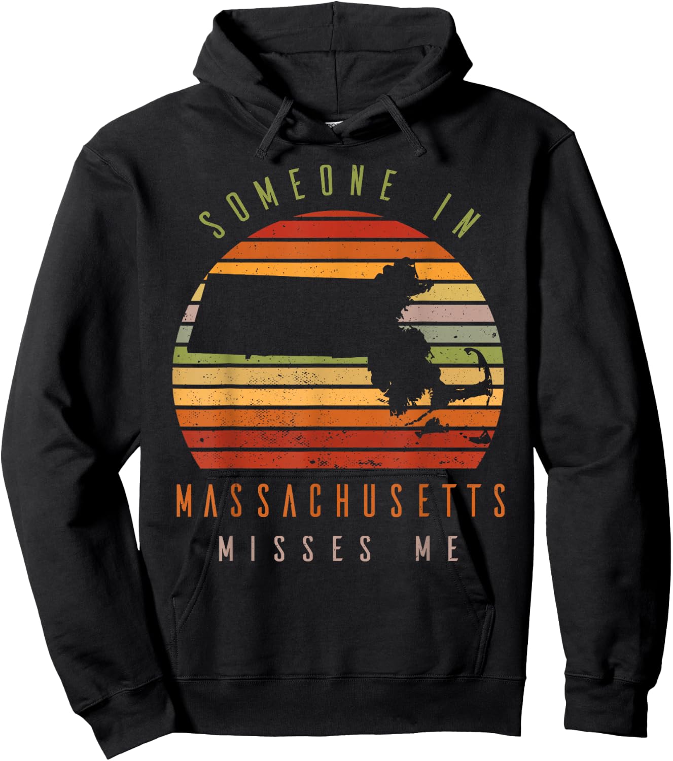 Someone In Massachusetts Misses Me Vintage State Retro Hoodie - Hoodie | Black