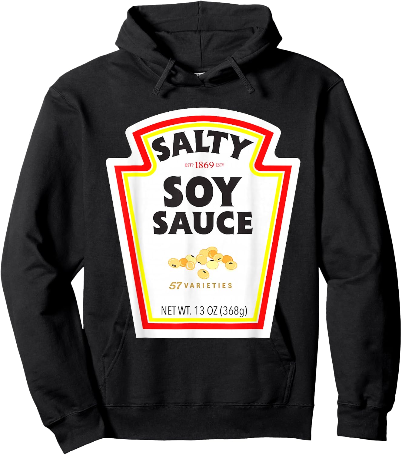 Easy Halloween Matching Costume Salty Soy Sauce Bottle Label Hoodie - Hoodie | Black