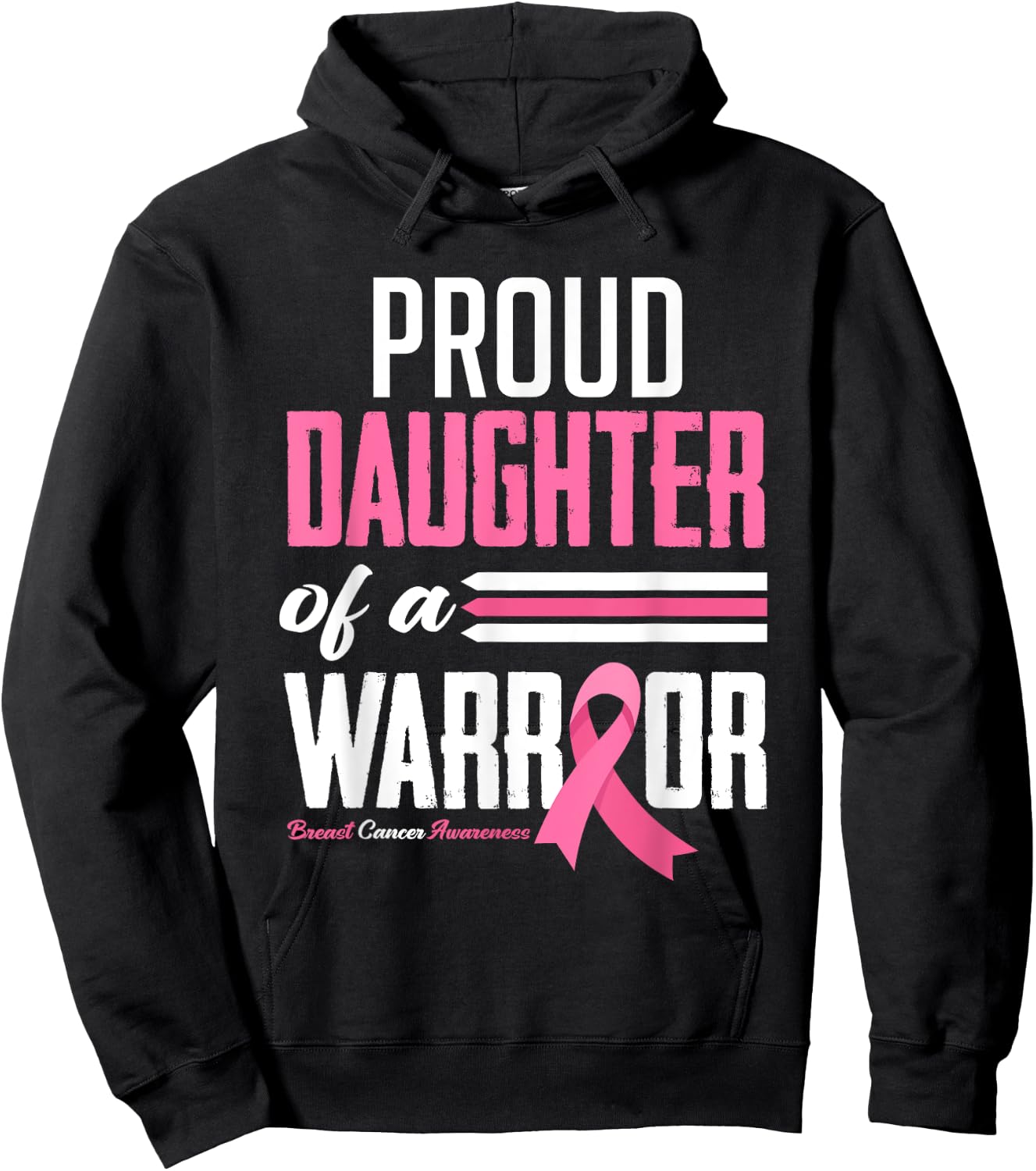 Proud Daughter Of A Warrior Mom Breast Cancer Awareness Hoodie - Hoodie | Black