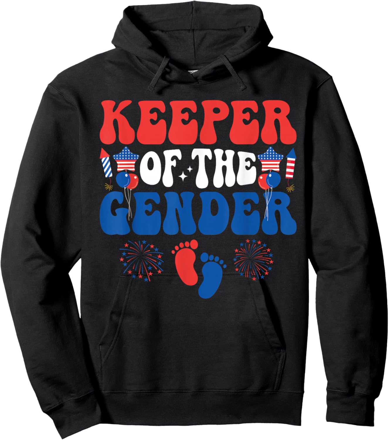 Keeper Of The Gender 4th Of July Gender Reveal family Party Hoodie - Hoodie | Black