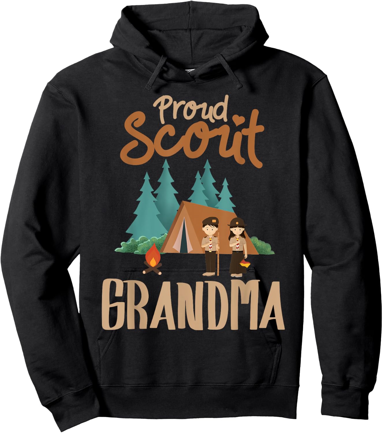 Proud Scout Grandma Camping Scout Scouting Leader Adventure Hoodie - Hoodie | Black