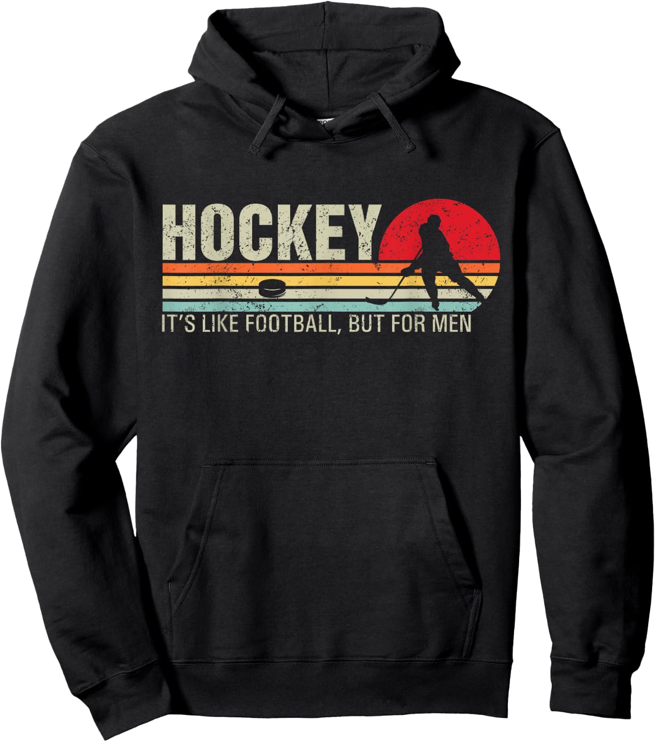 Hockey Its Like Football But Funny Retro Hockey Hoodie - Hoodie | Black