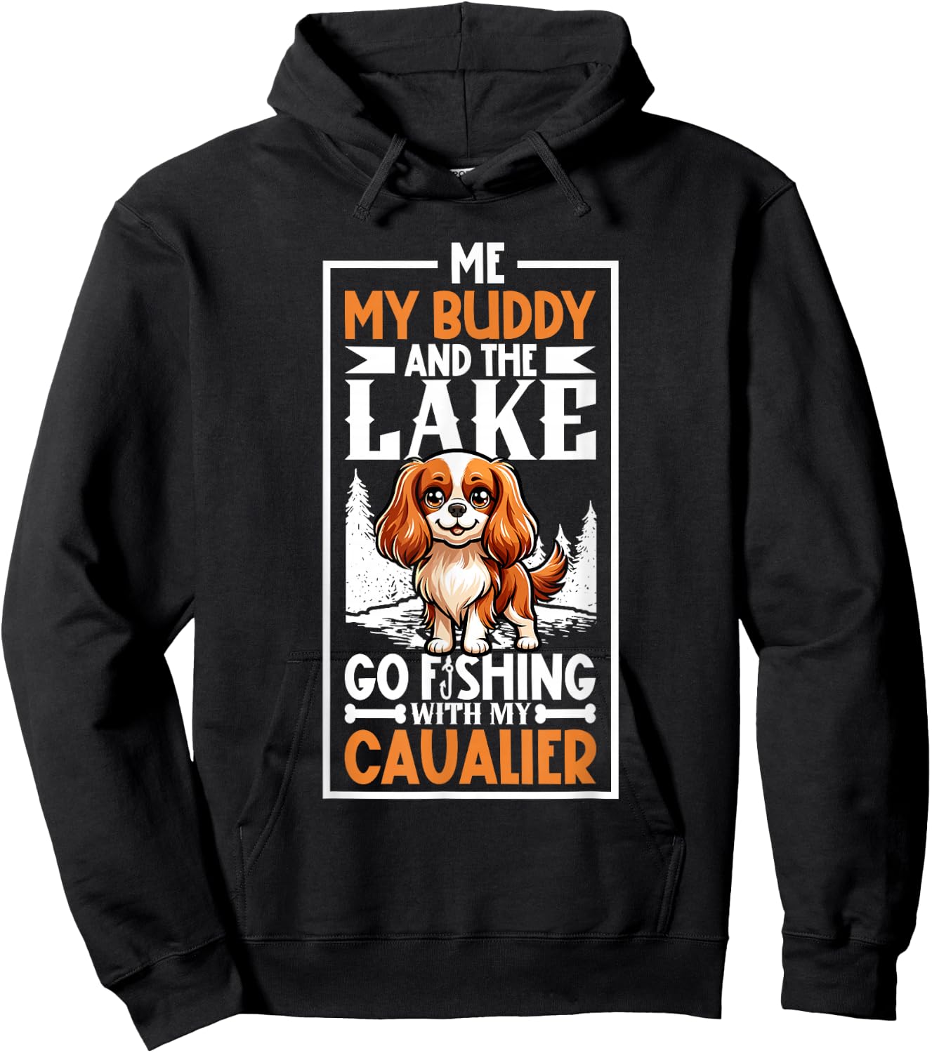 Fishing and Cavalier King Charles Spaniel Hoodie - Hoodie | Black