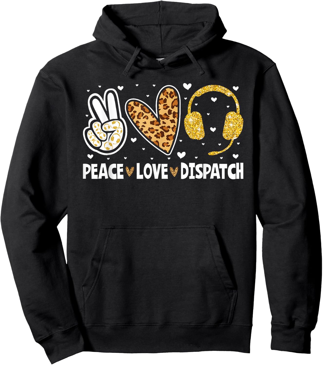 911 Dispatcher Peace Love Dispatch Operator EMS Hoodie - Hoodie | Black