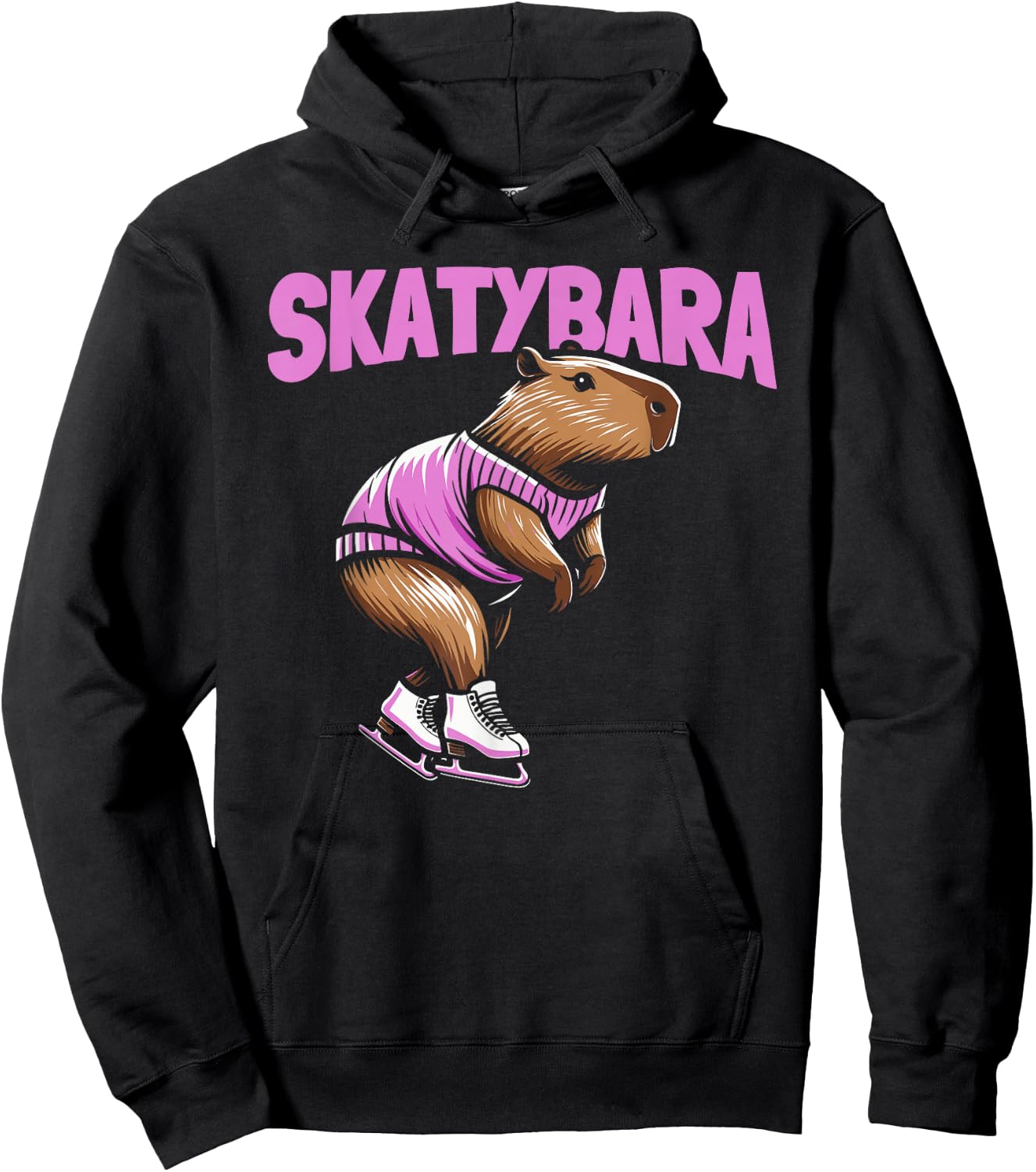 Skatybara Skates Skater Skate Figure Skating Capybara Hoodie - Hoodie | Black