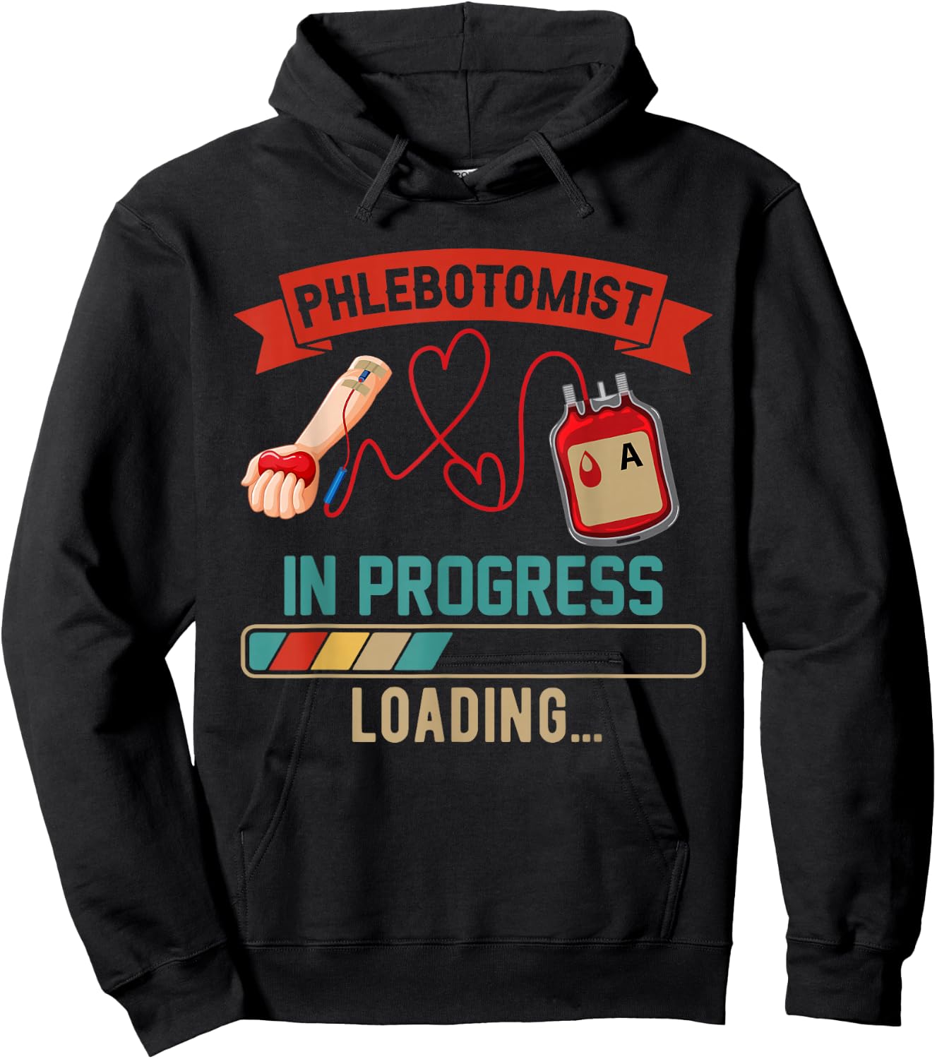 Vintage Phlebotomist In Progress Loading Proud Future Job Hoodie - Hoodie | Black