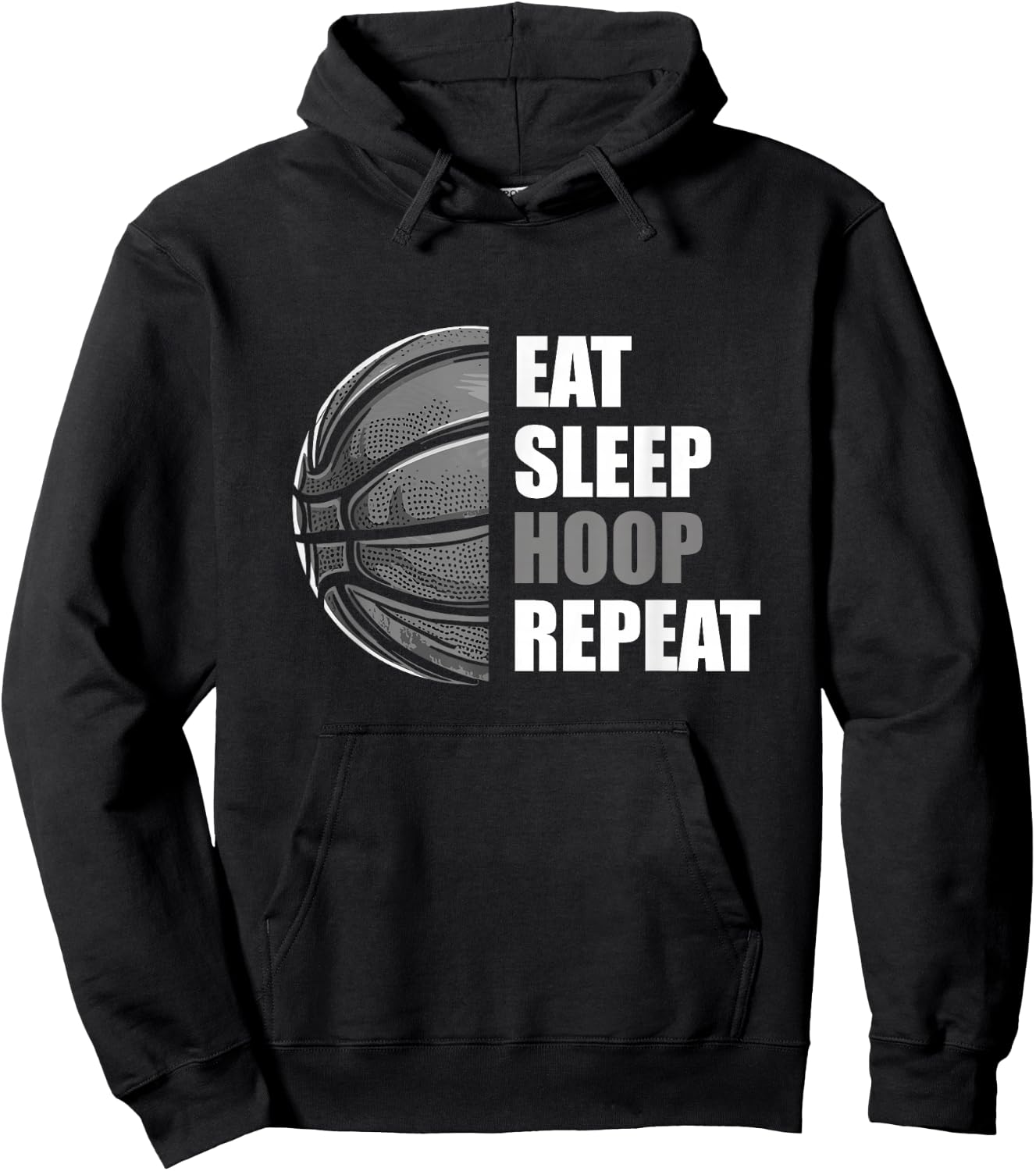 Eat Sleep Hoop Repeat Funny Basketball Hoodie - Hoodie | Black