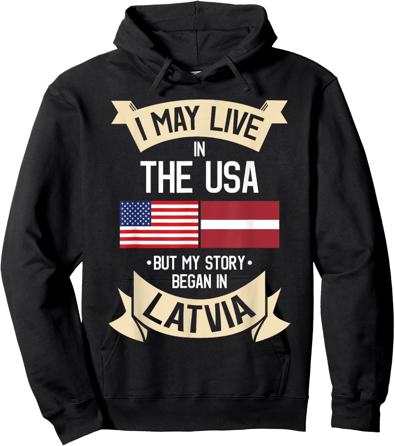 Latvia American Flag USA Latvian Roots Gifts Hoodie - Hoodie | Black