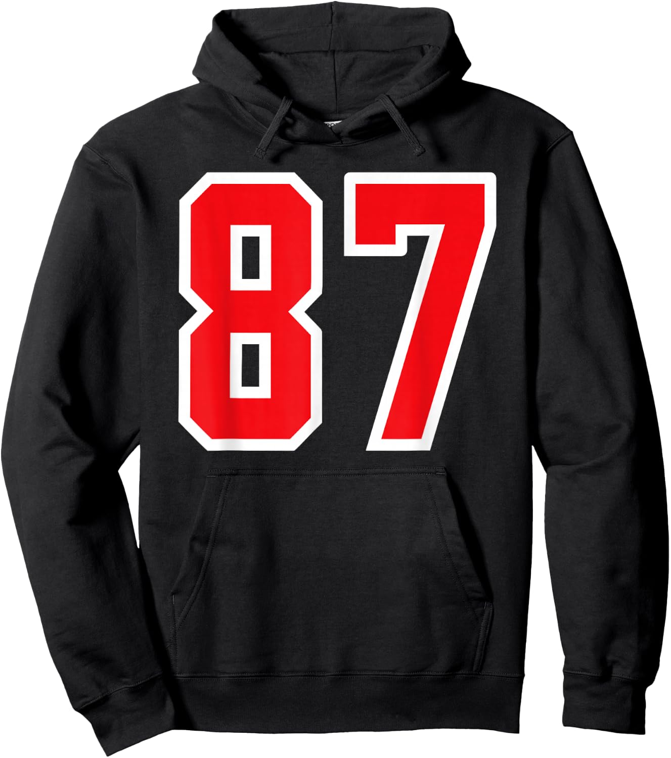 Number #87 White Red Varsity Number Hoodie - Hoodie | Black