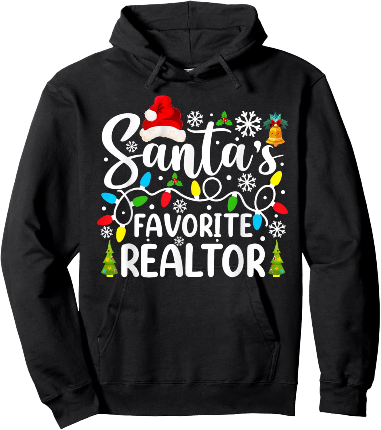 Santa's Favorite Realtor Funny Christmas Family Matching Hoodie - Hoodie | Black