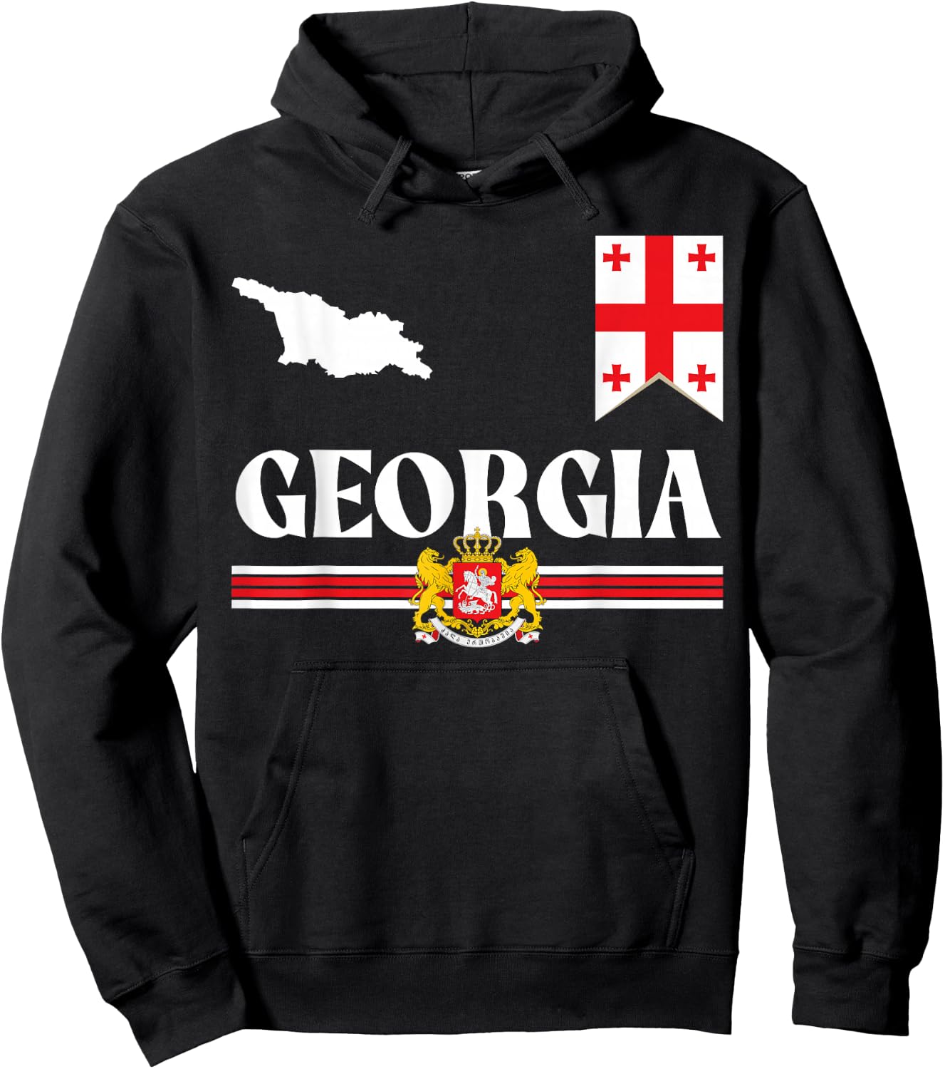 Georgia Country Flag, Georgian Culture, Georgia Hoodie - Hoodie | Black