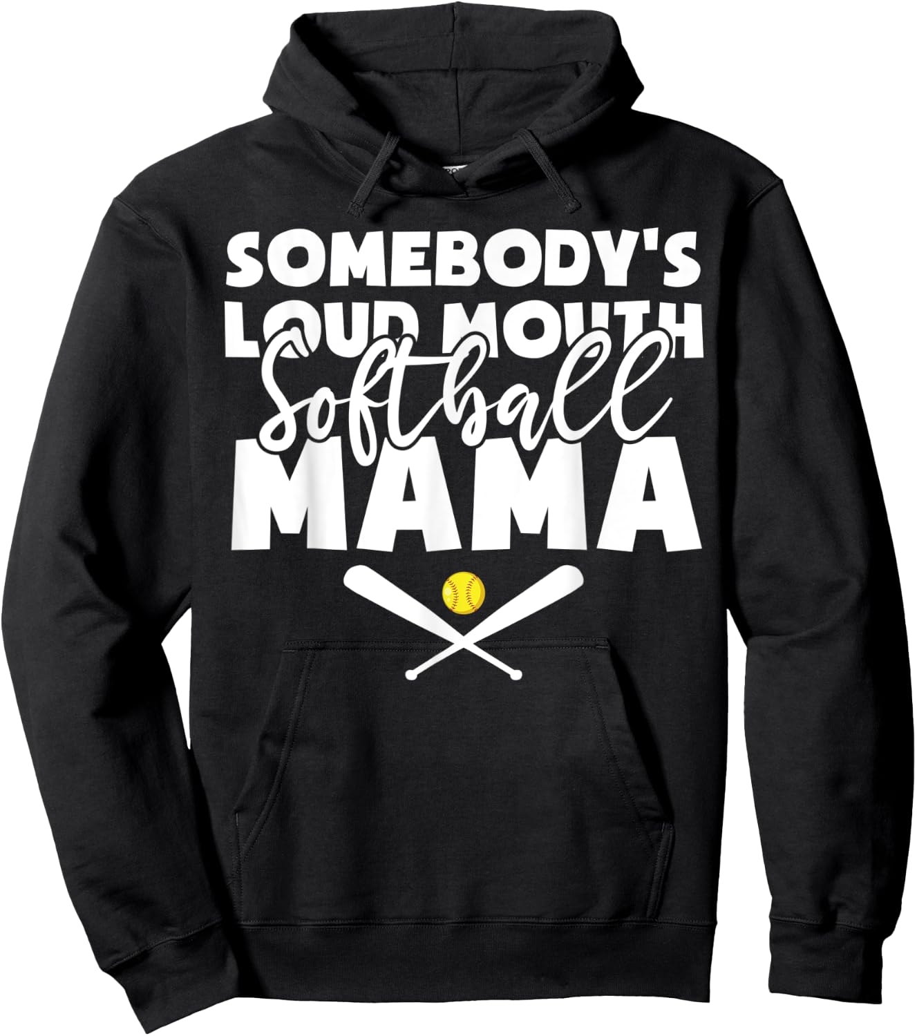 Somebody's Loud Mouth Softball Mama Funny Softball Mom Hoodie - Hoodie | Black