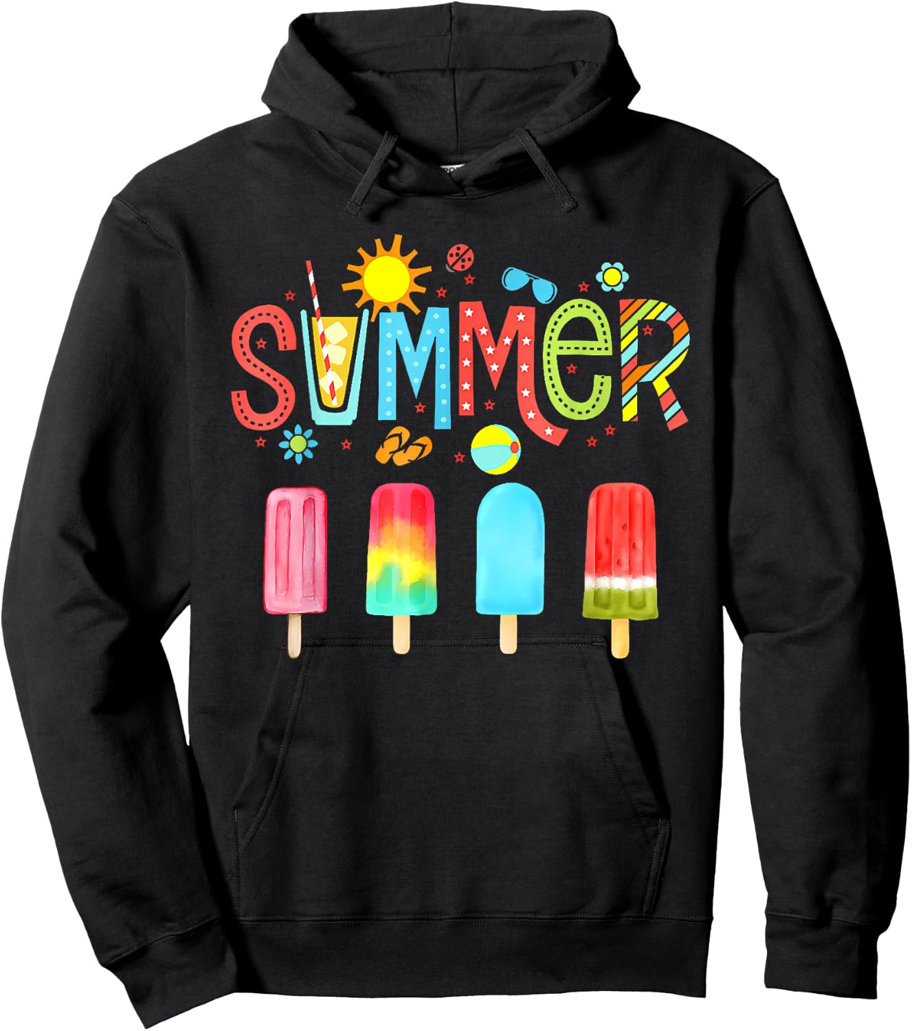 Hello Summer Vacation Ice Cream Popsicle Ice Lolly Gifts Men Women Girls Kids Hoodie - Hoodie | Black