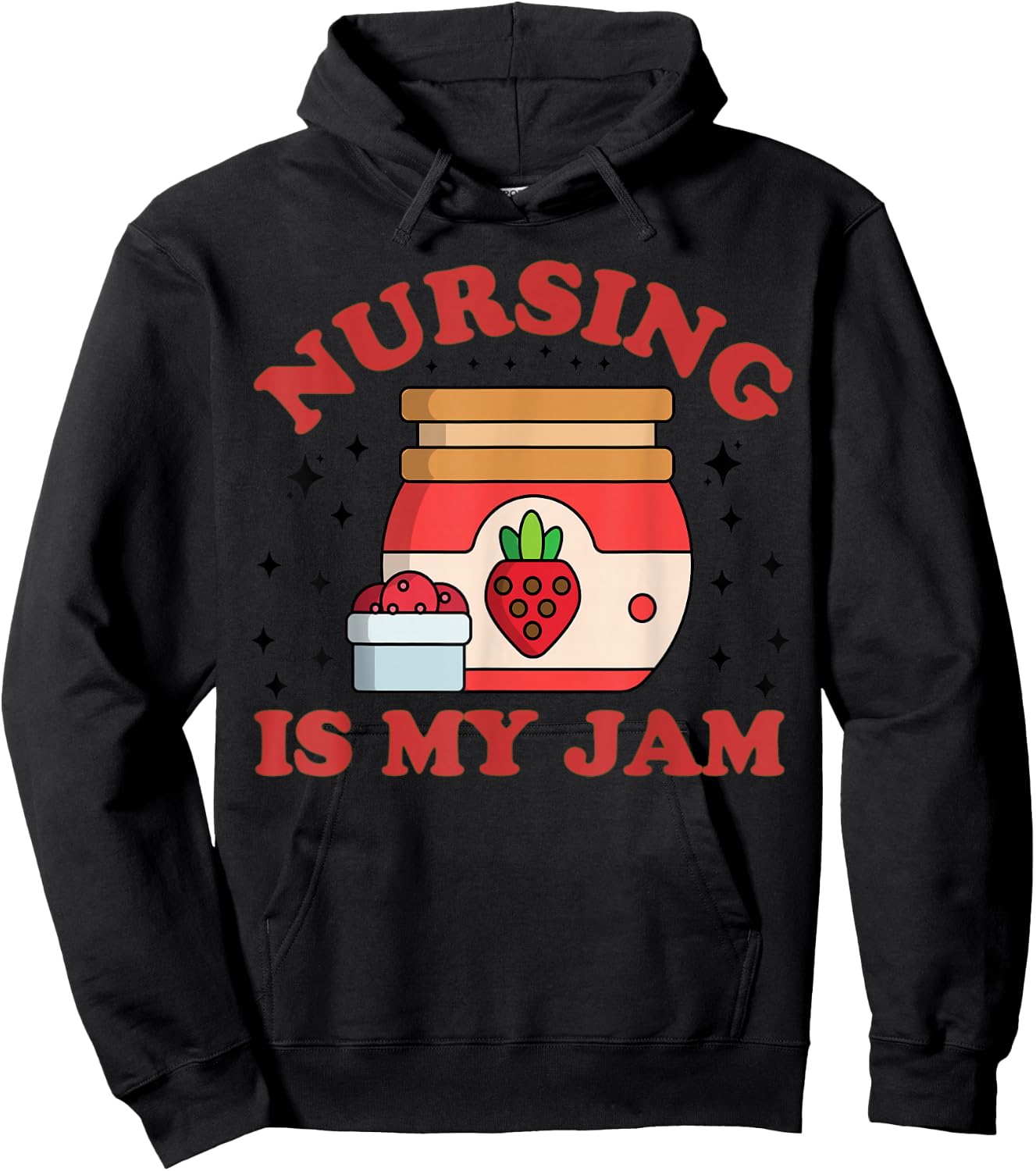 Nurse Nursing Is My Jam Cute Retro RN Healthcare Graduation Hoodie - Hoodie | Black