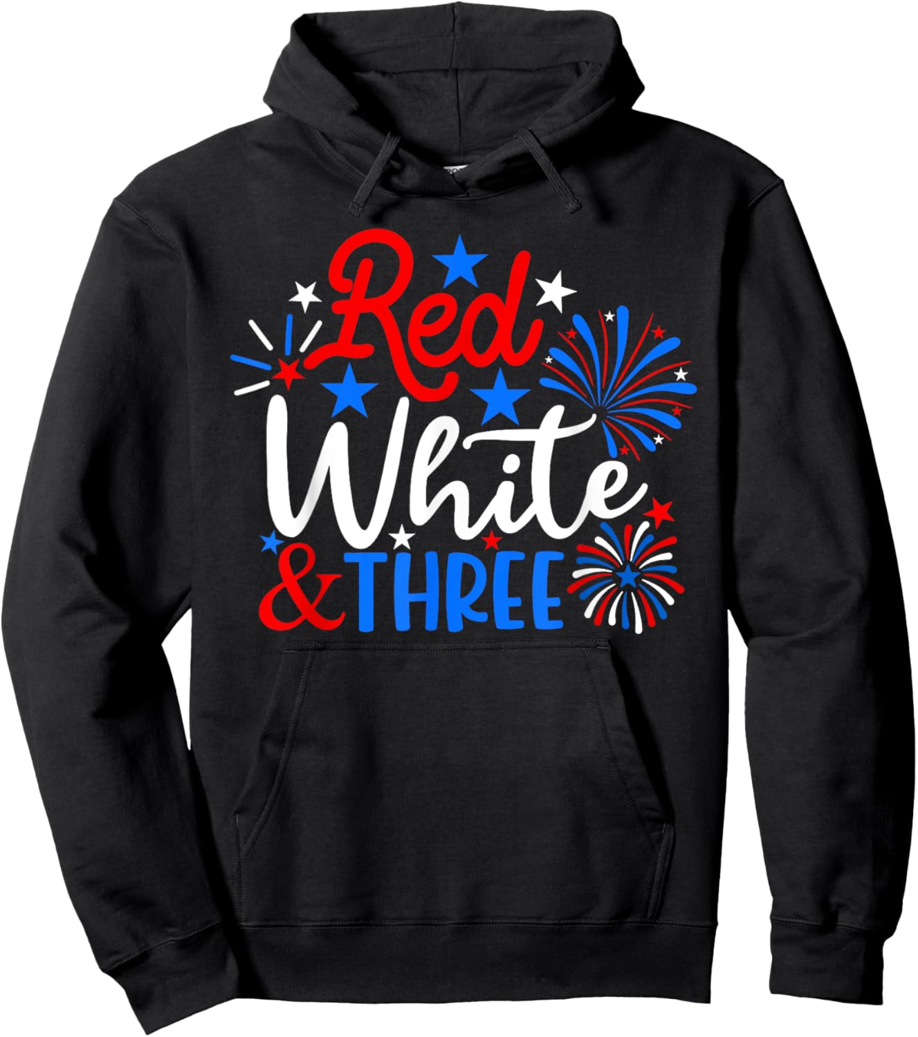 Red White And Three 4th Of July 3rd Birthday Patriotic Kids Men Hoodie - Hoodie | Black