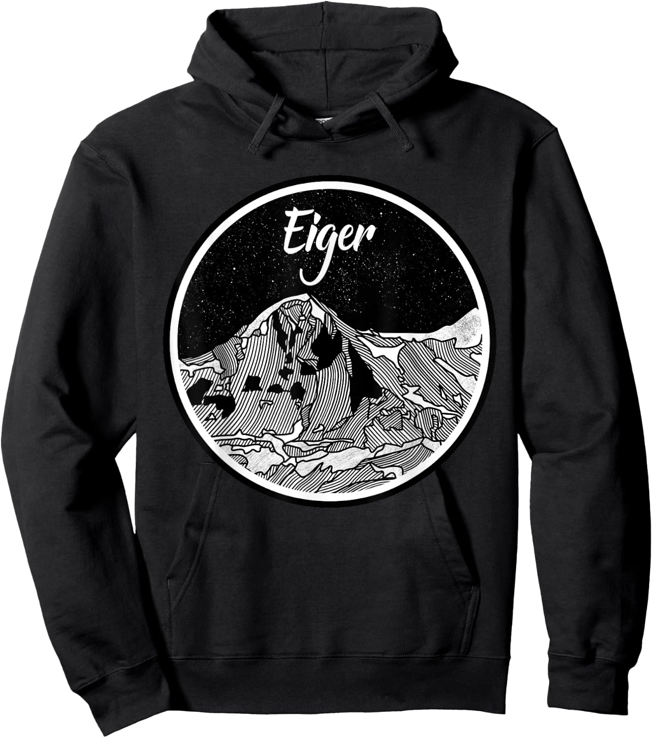The Eiger Black and white Mountain print Hoodie - Hoodie | Black