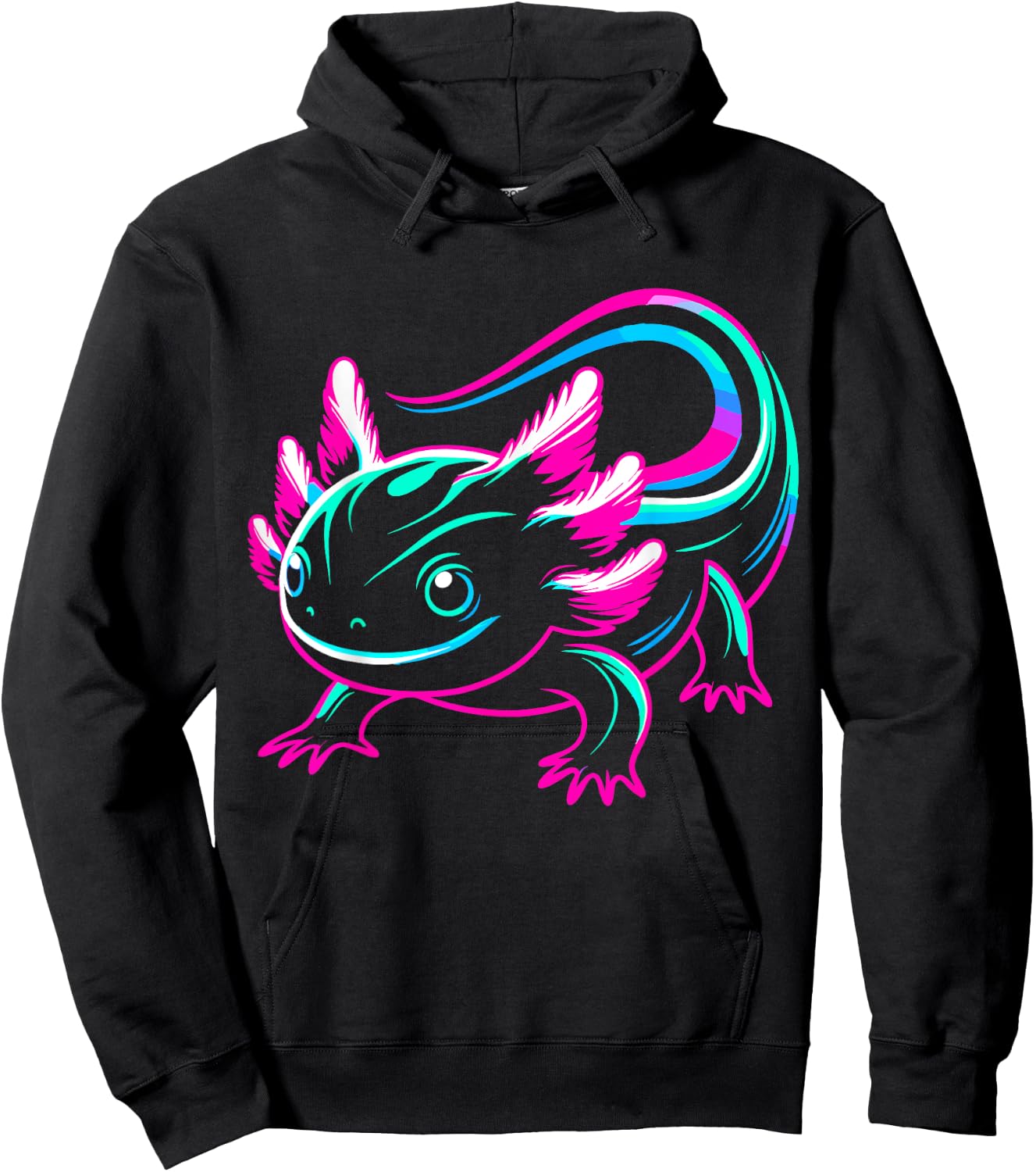 Neon Axolotl Hoodie - Hoodie | Black