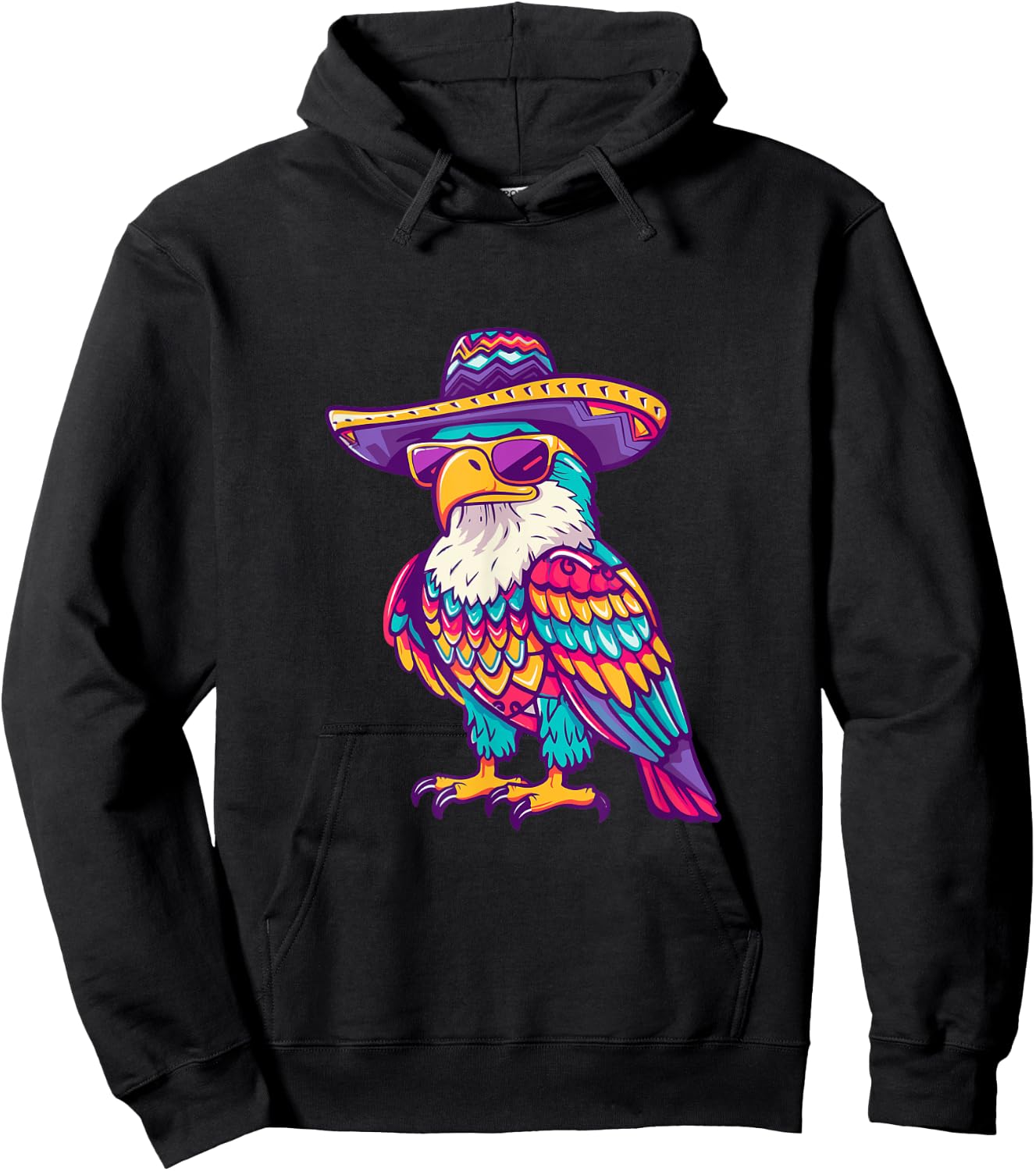 Party Eagle With Sombrero | Mexico Hoodie - Hoodie | Black