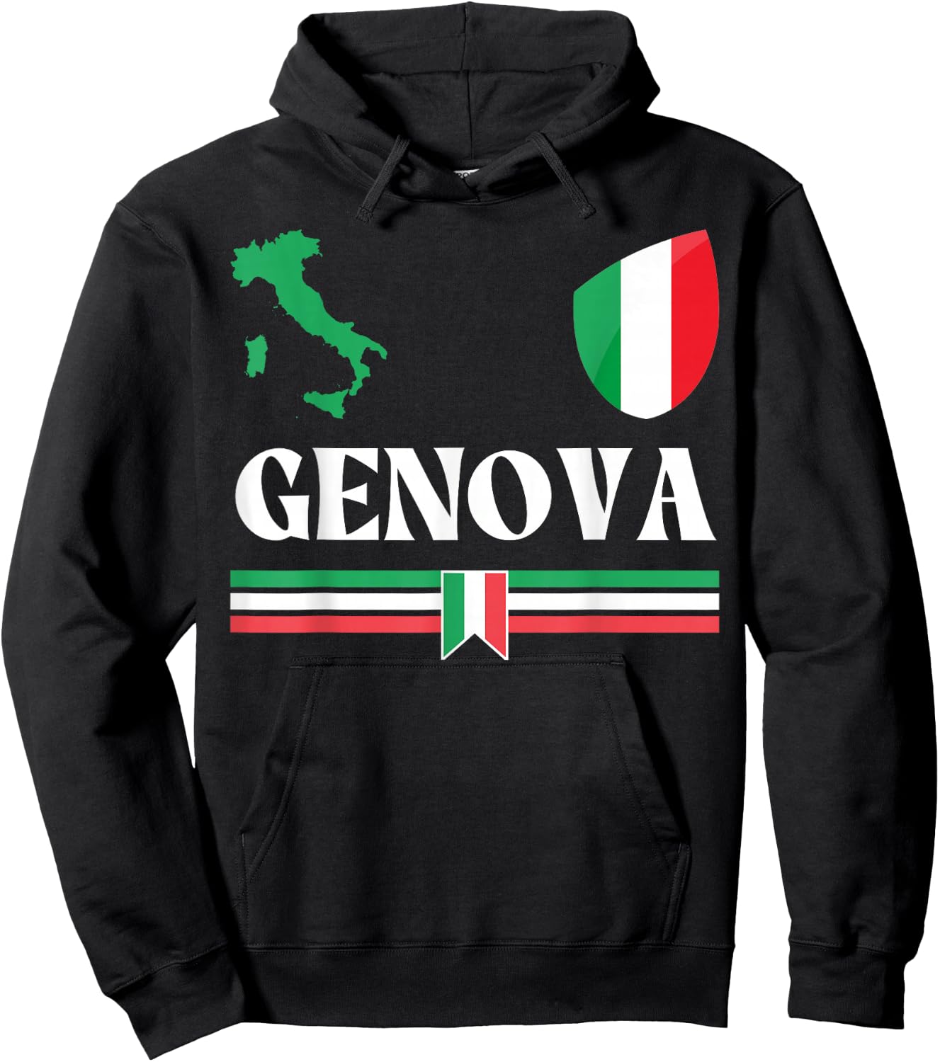 Genoa Italy Flag, Genova Italy, Genova, Genoa Hoodie - Hoodie | Black