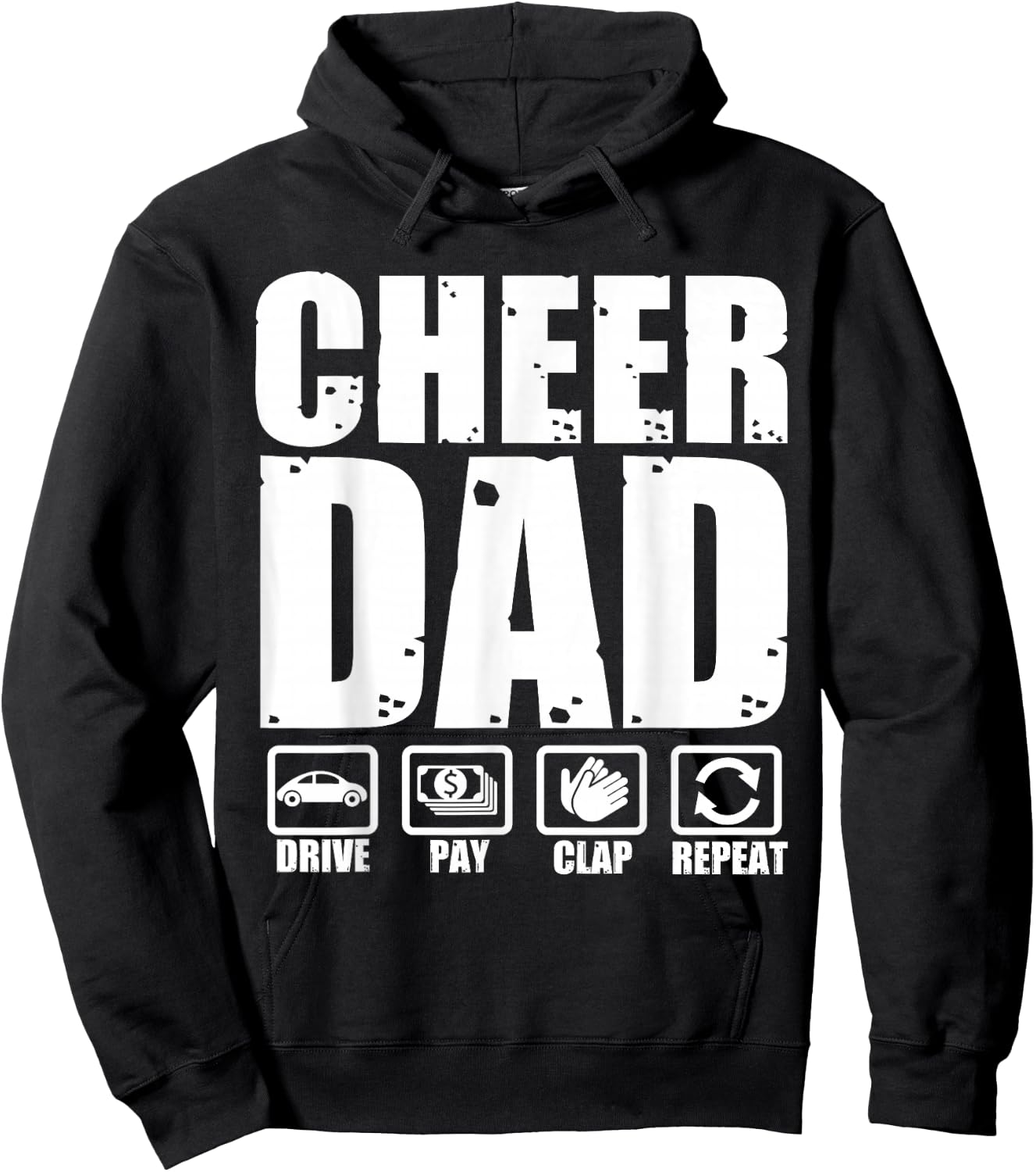 Funny Cheer Dad Proud Cheerleader Father Humor Fathers Day Hoodie - Hoodie | Black