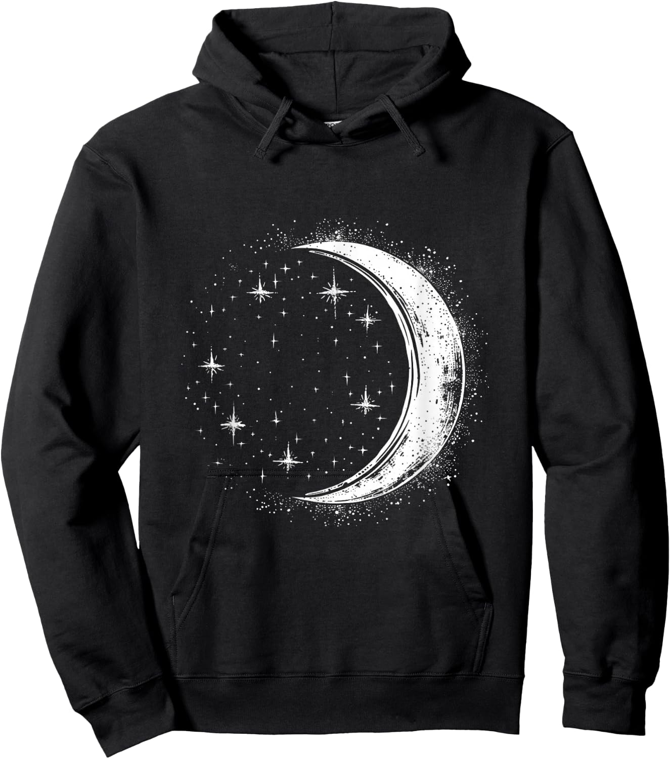 Starlight and Simple Crescent Moon Hoodie - Hoodie | Black