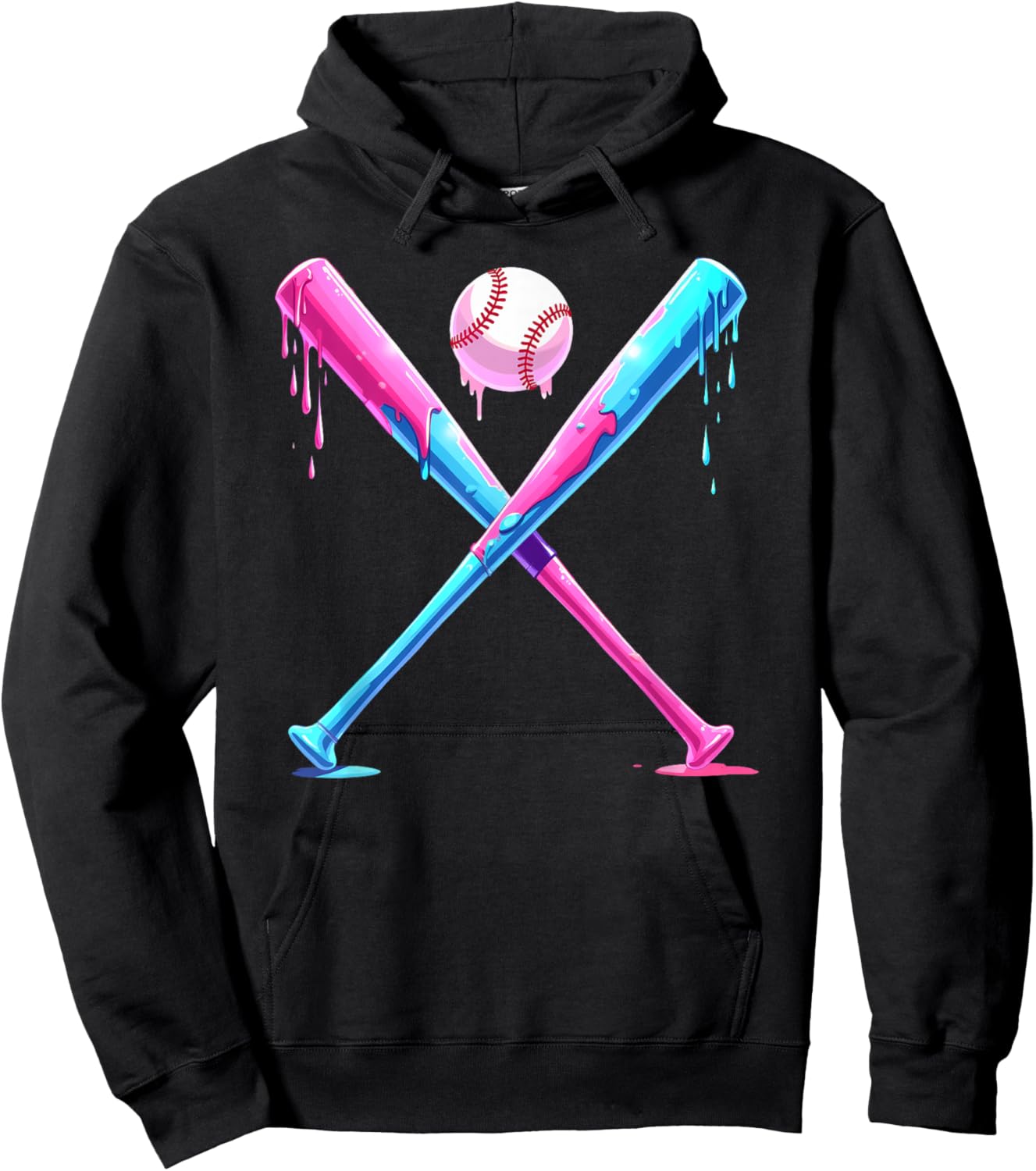 Baseball Home Plate Social Club for Boy Ice Cream Drip Hoodie - Hoodie | Black