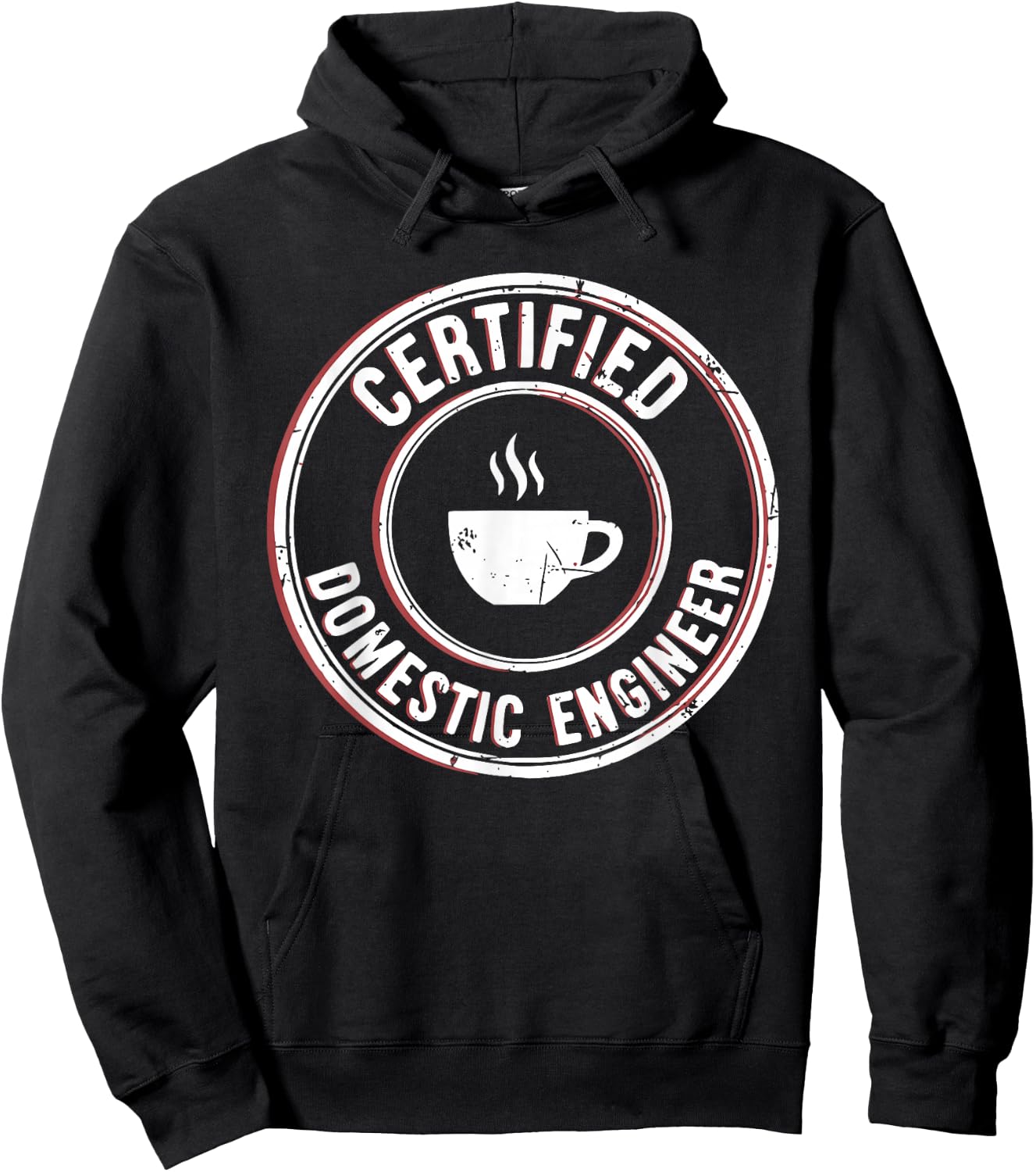 Certified Domestic Engineer Funny Stay at Home Dad Mom Hoodie - Hoodie | Black