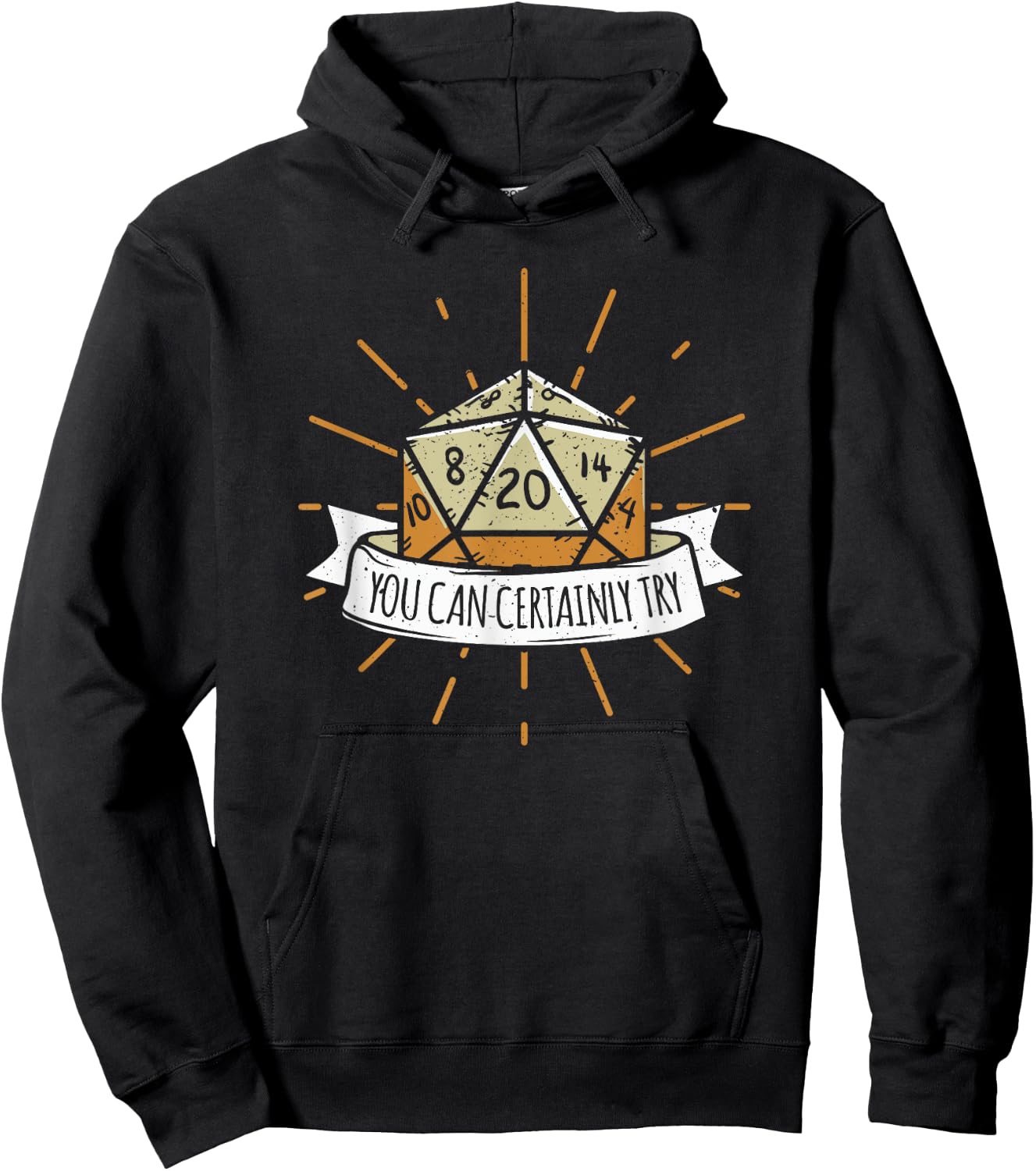 Nerd Tischspiel Dungeon You Can Certainly Try Dragon Dice Wizard Gamer Adult Women's Black Modern Classic Crew Collar Short Sleeve Hoodie - Hoodie | Black