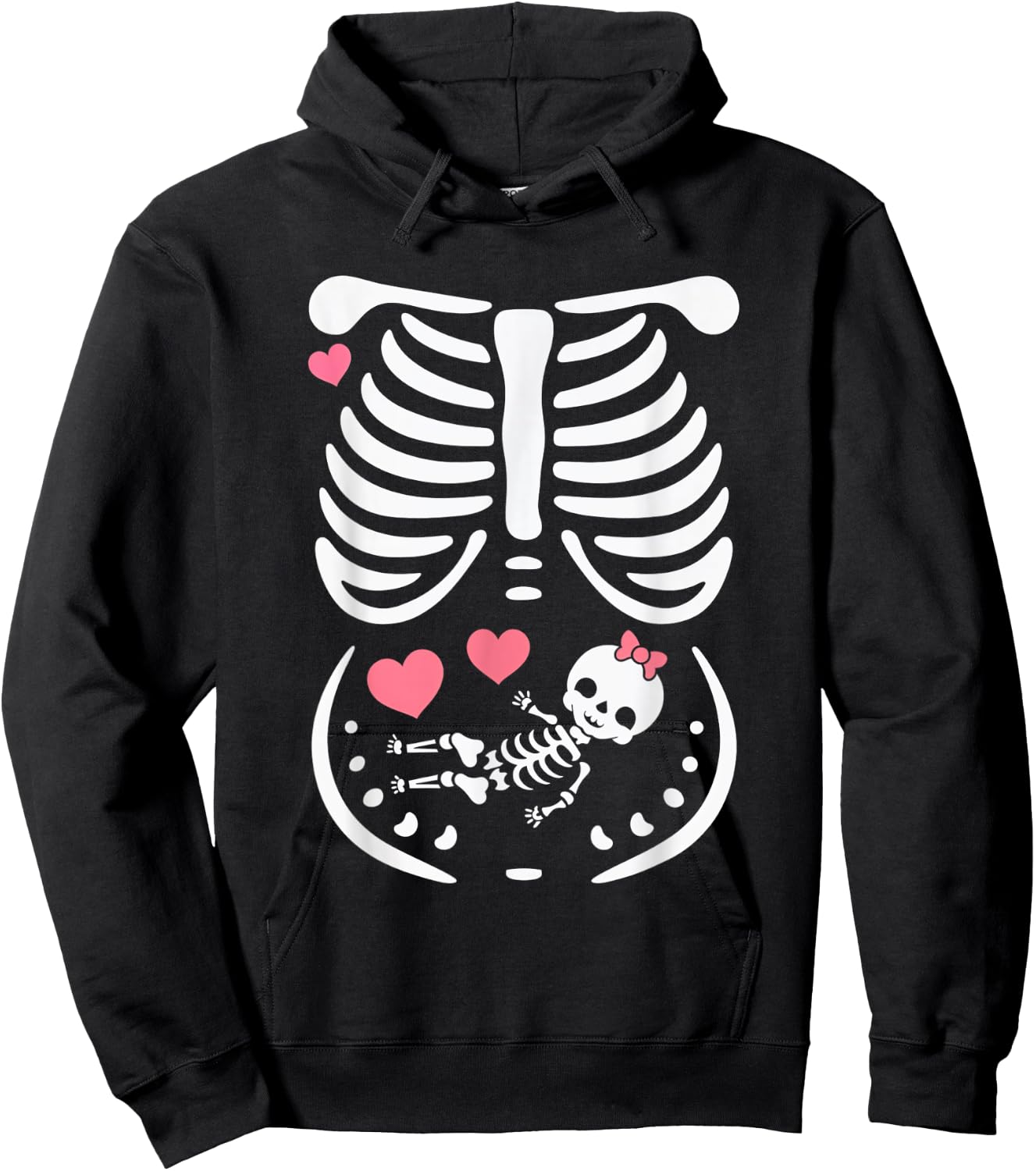 Maternity Skeleton Baby Love Hearts Cute Pregnancy Hoodie - Hoodie | Black
