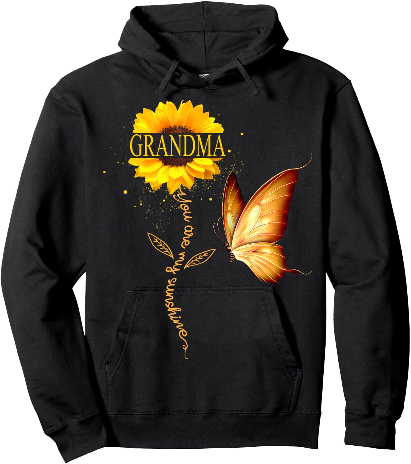 Grandma You Are My Sunshine Butterfly Sunflower Mother's Day Men Women Hoodie - Hoodie | Black
