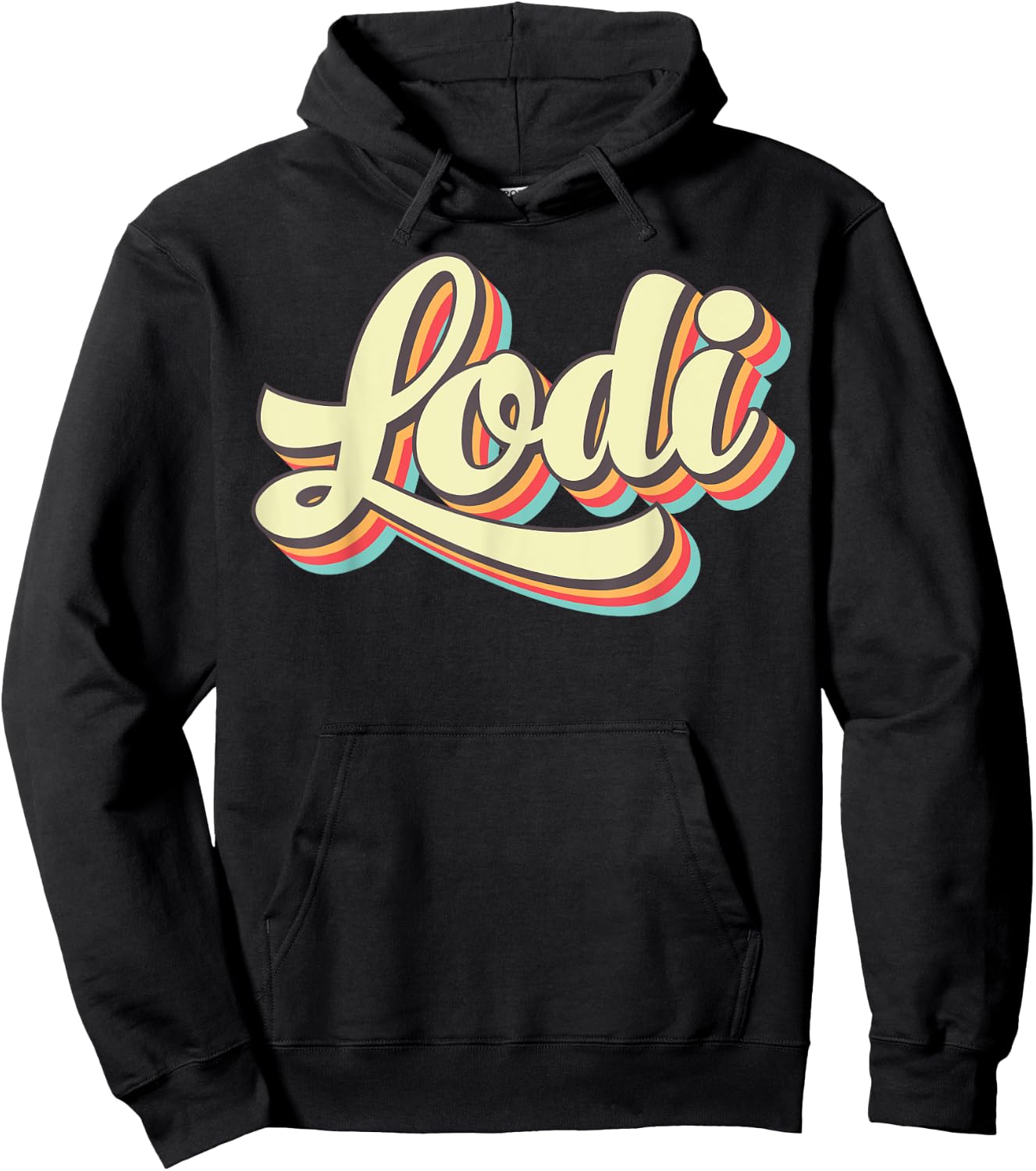 Lodi Retro Art Baseball Font Vintage Hoodie - Hoodie | Black