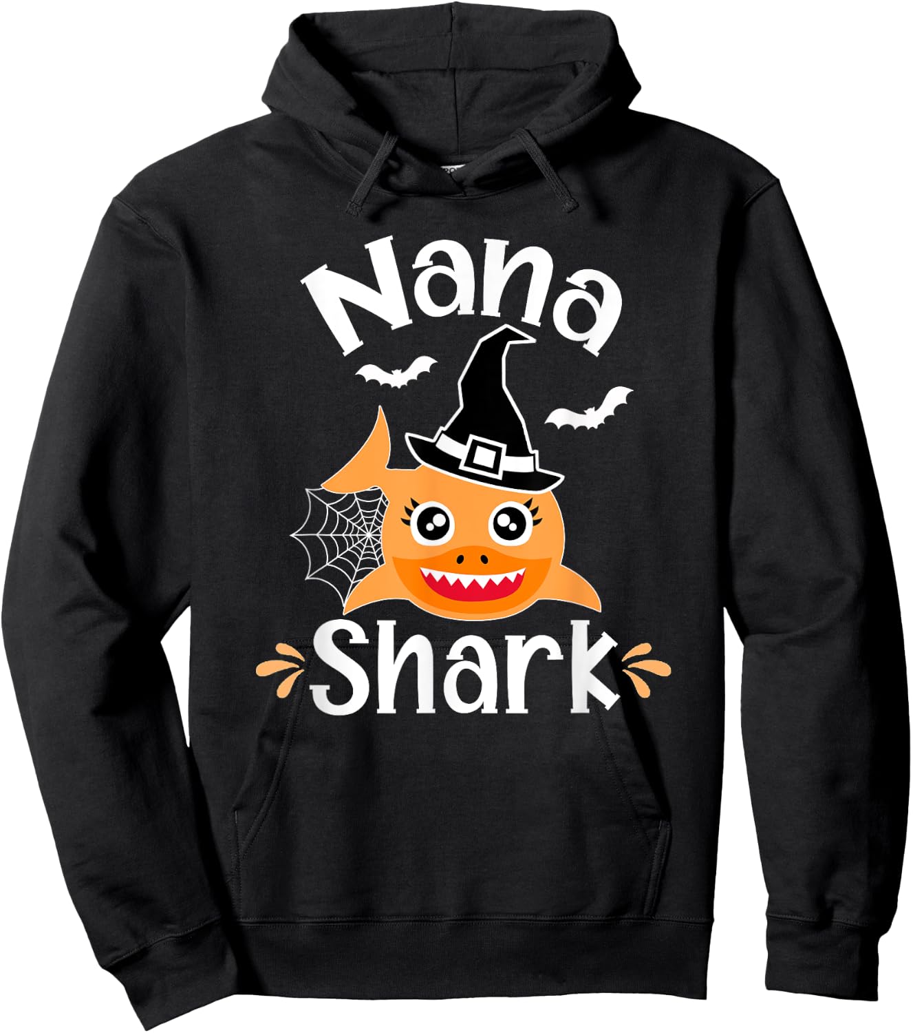 Nana Shark Funny Halloween Nana Grandma Hoodie - Hoodie | Black