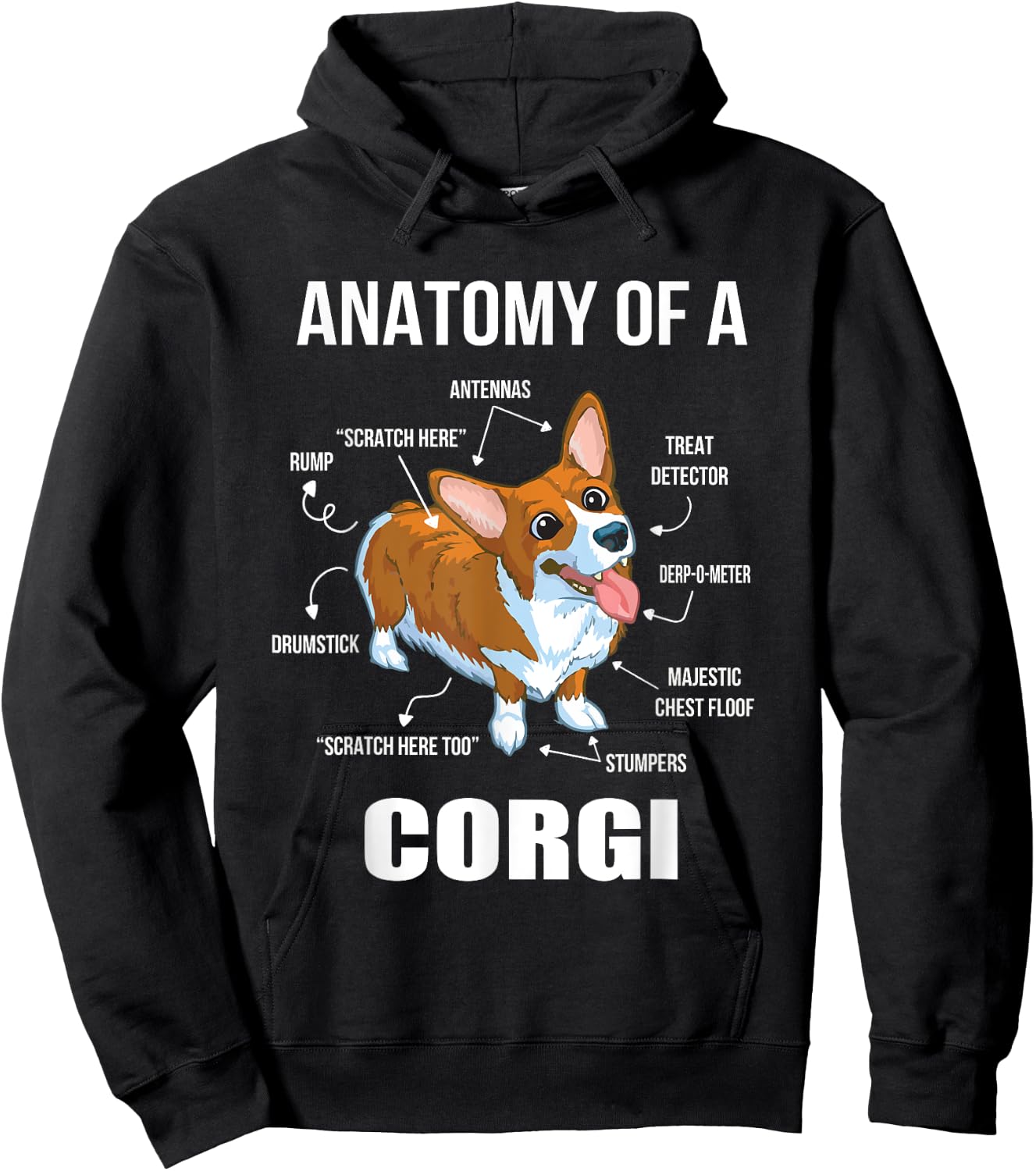 Anatomy of a Corgi Funny Dog Shirt Hoodie - Hoodie | Black