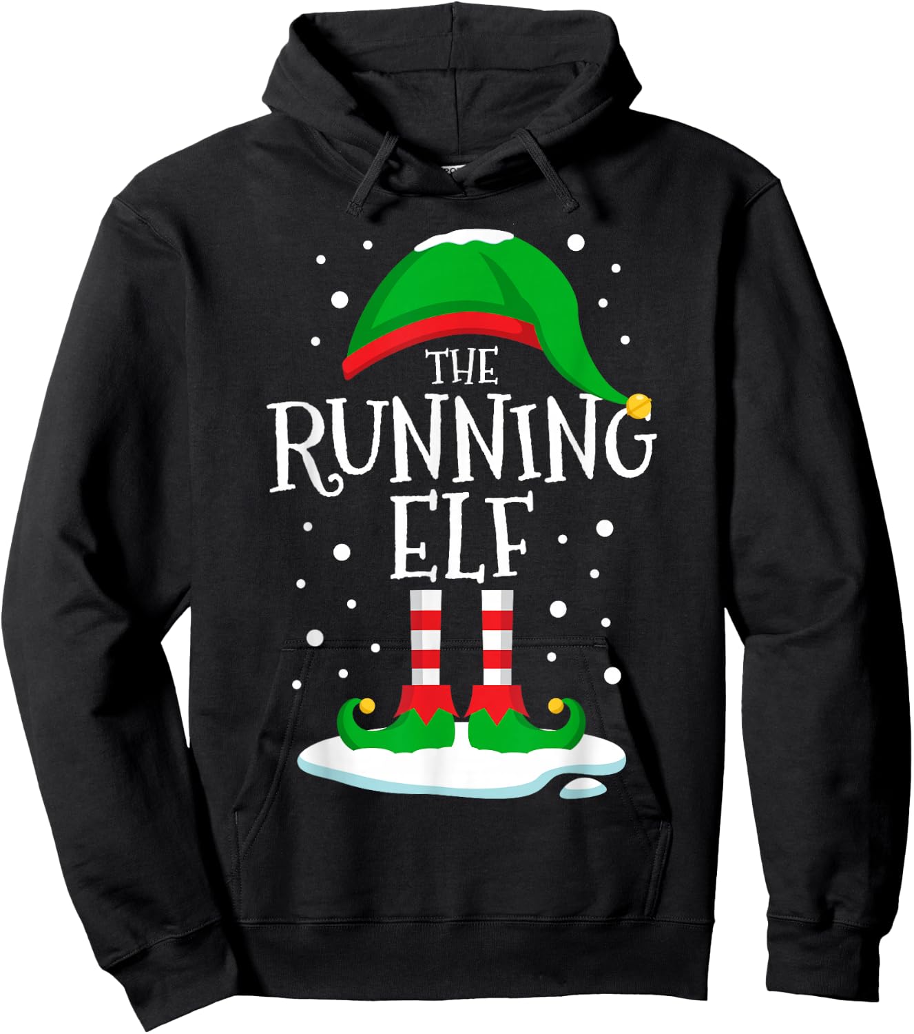 The Running Elf Christmas Family Matching Xmas Runner Funny Hoodie - Hoodie | Black
