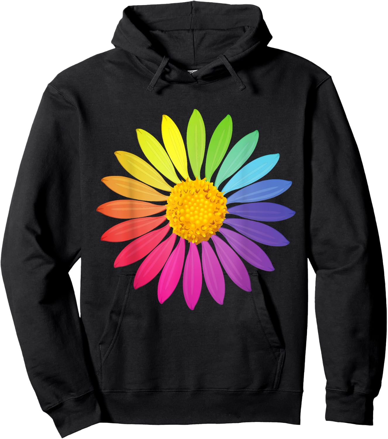 Rainbow Flower ROYGBIV Colorful Garden Rainbow Hoodie - Hoodie | Black