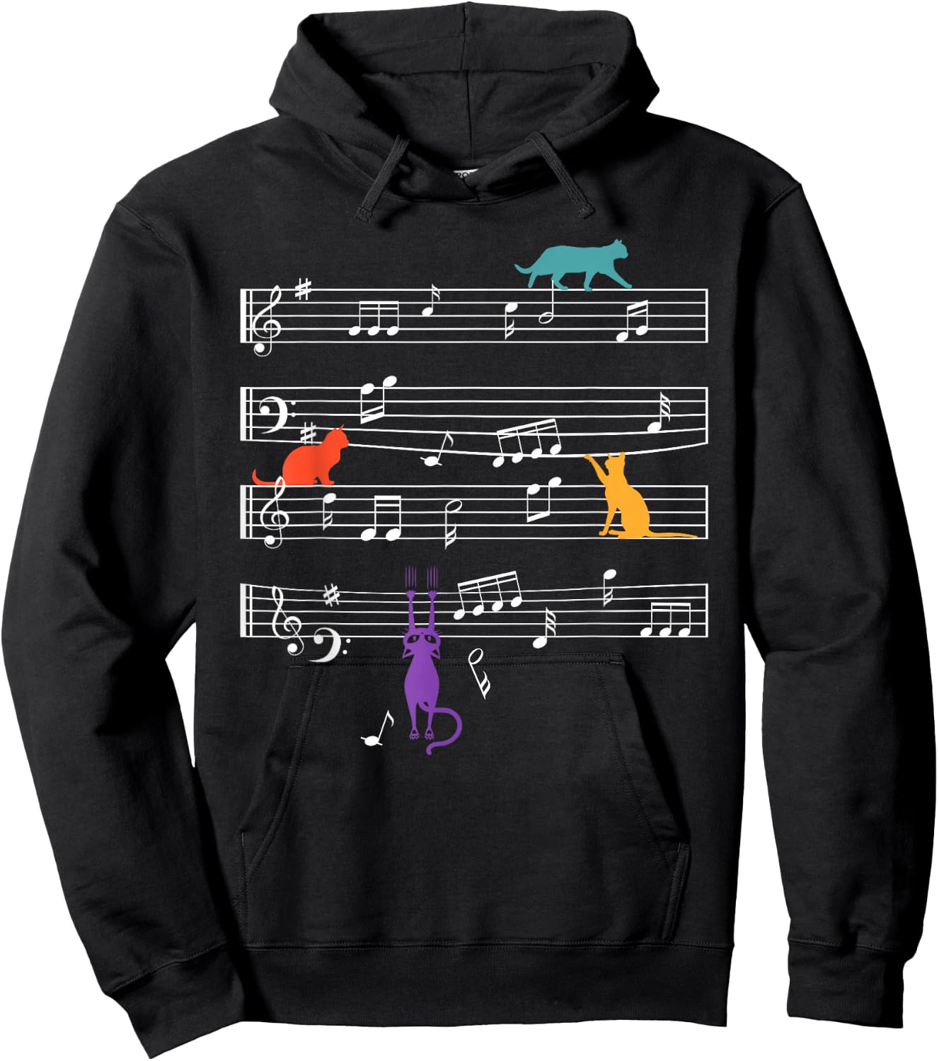 Cats Fan Music Sheet Music Notes Hoodie - Hoodie | Black