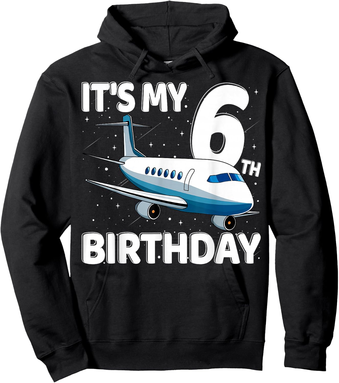 It's My 6th Birthday Airplane 6 year old Birthday Boy Girl Hoodie - Hoodie | Black