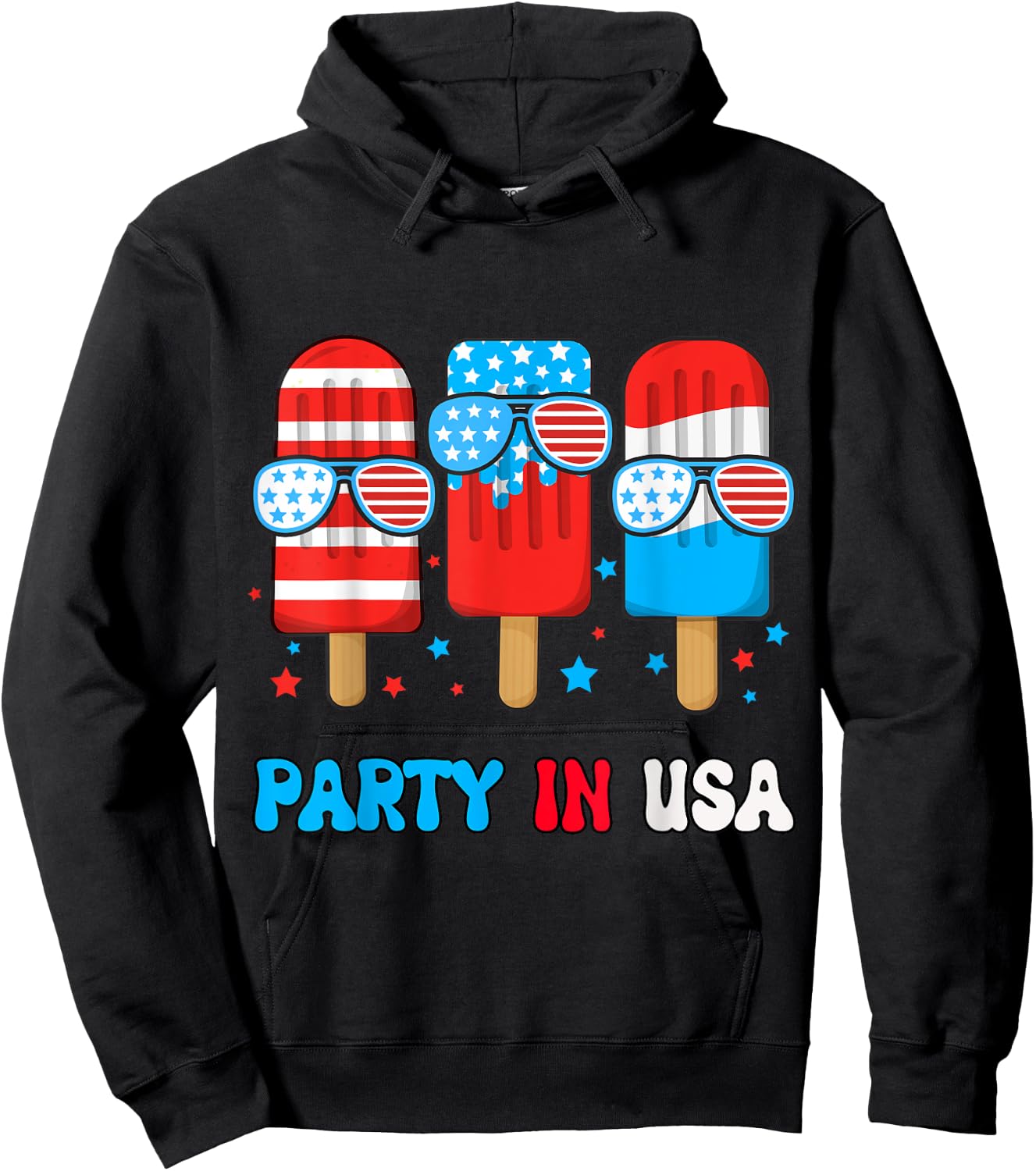 Party In USA Popsicle-Shirt Toddler Boy American Flag USA Hoodie - Hoodie | Black