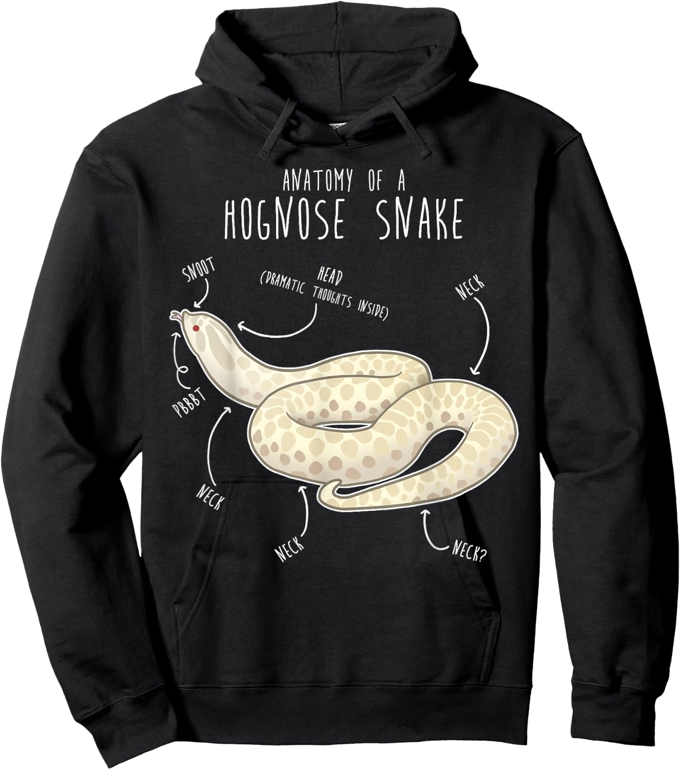 Snow Hognose Snake Anatomy, Funny Cute Pet Mom Reptile Lover Hoodie - Hoodie | Black