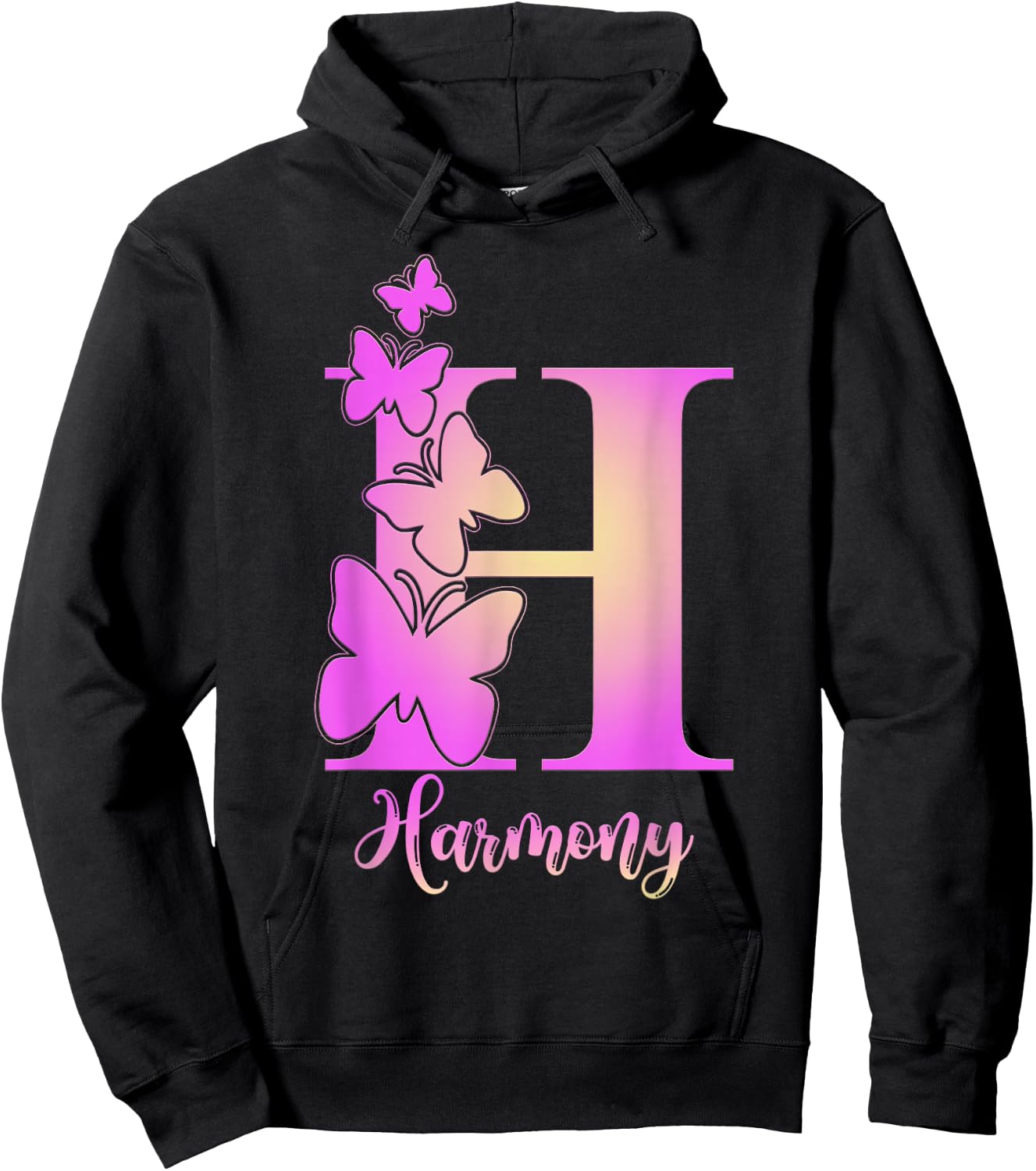 Harmony, cute personalized butterfly custom kids girls name Hoodie - Hoodie | Black