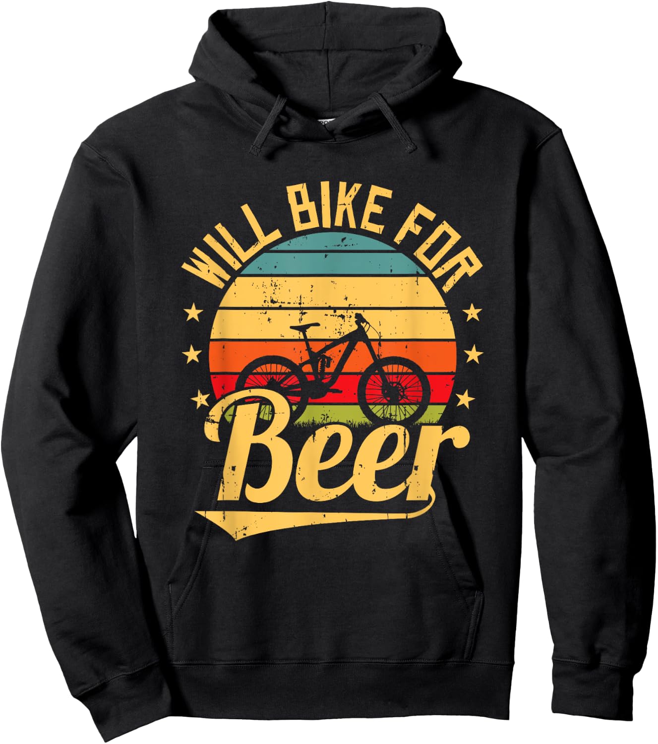 Will Bike for Beer Funny Bike Lovers Biking Vintage Hoodie - Hoodie | Black