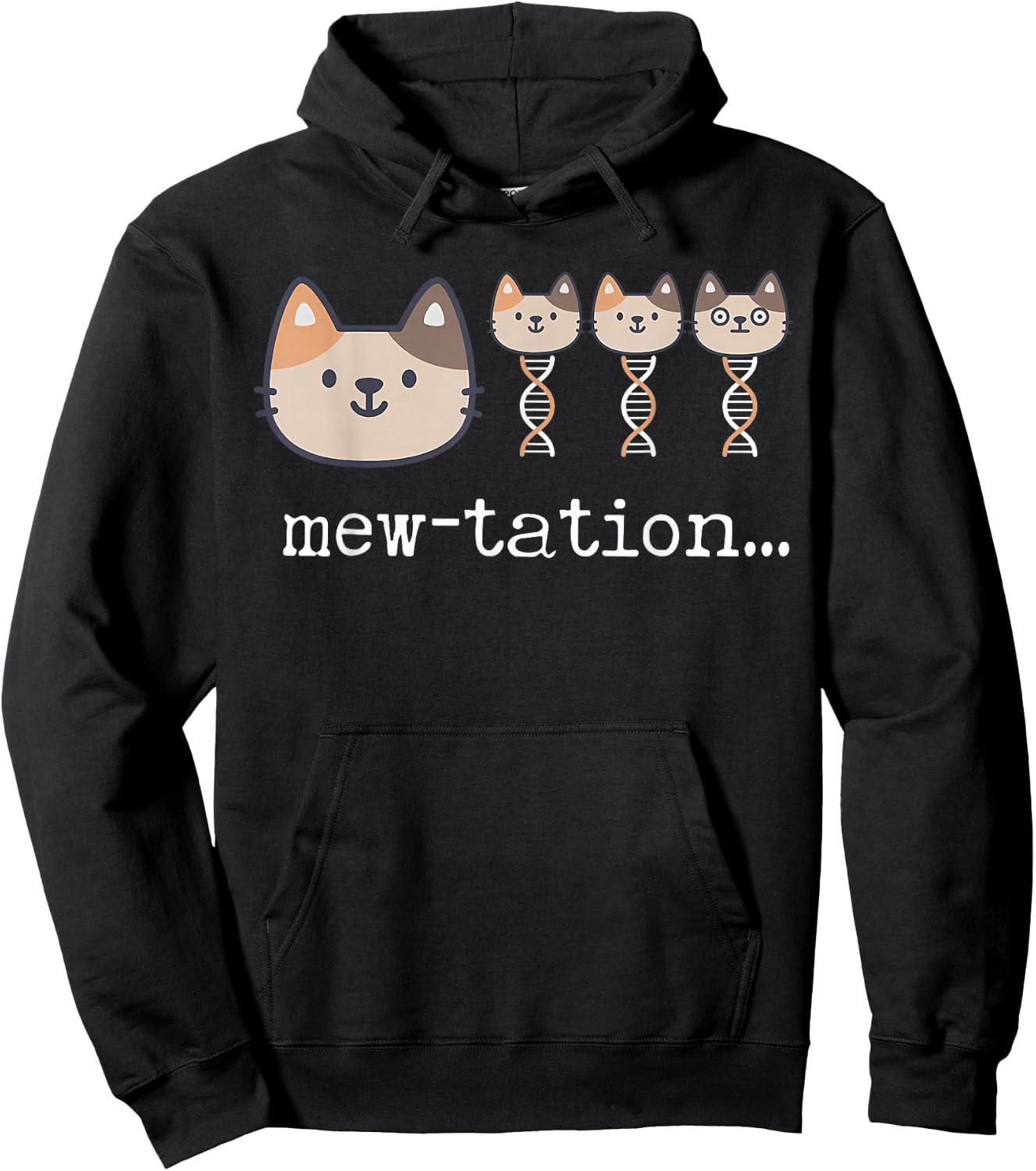 Mew-tation Funny Cat Science DNA Cells Biology Teacher Hoodie - Hoodie | Black