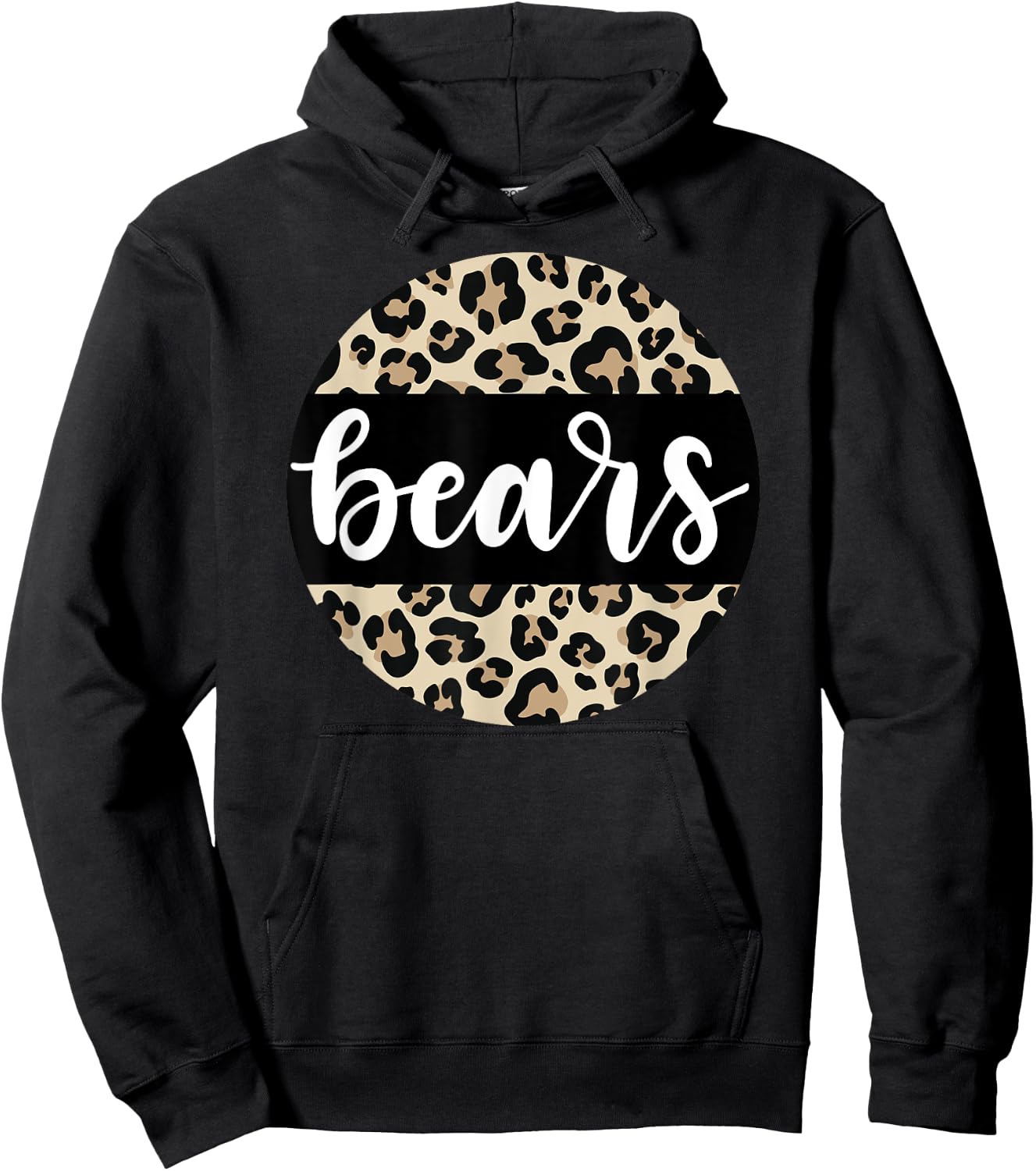 Leopard Print Bears Team Mascot School Spirit Game Night Hoodie - Hoodie | Black