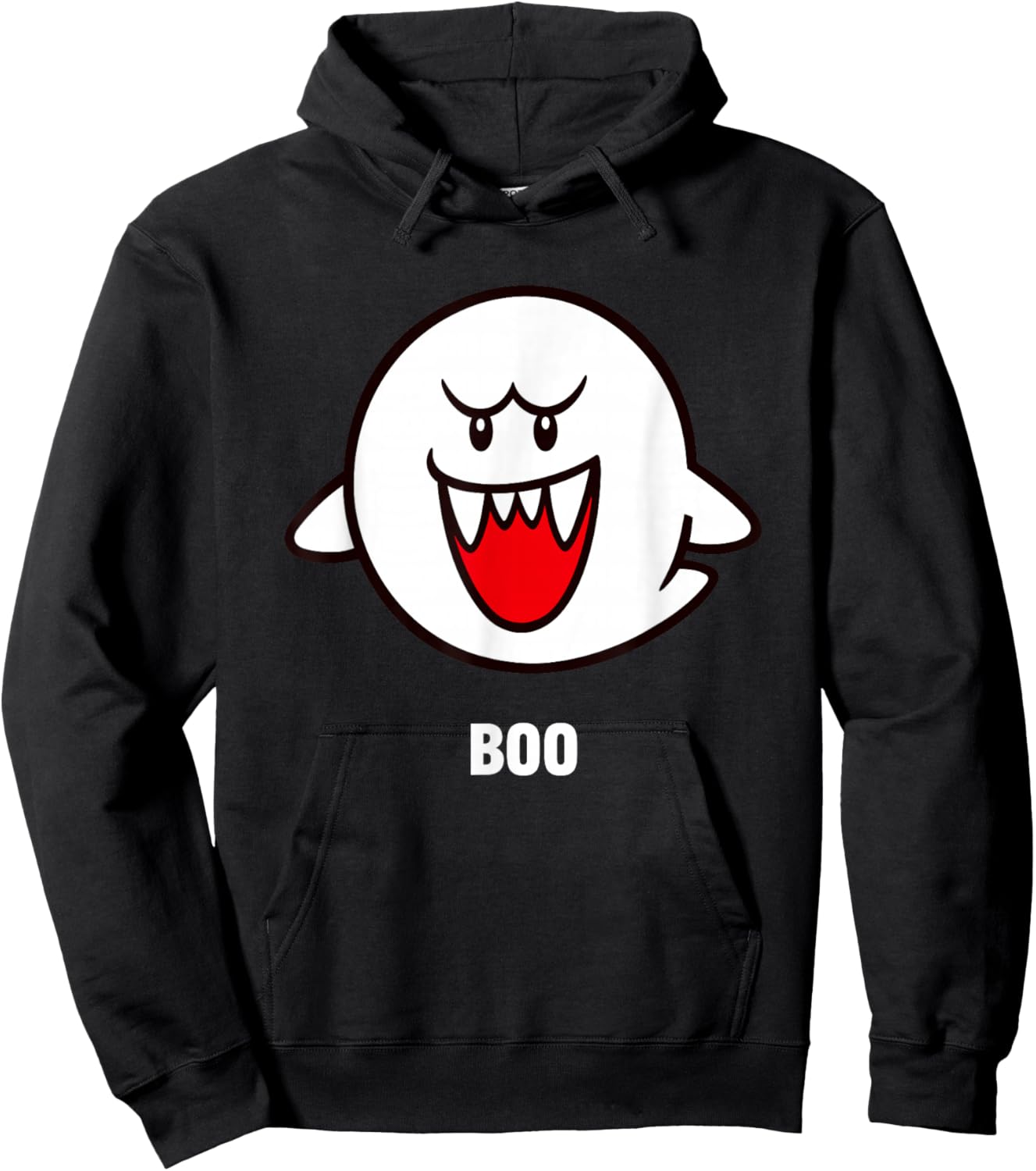 Super Mario Bros Boo Spooky Ghost Center Icon Hoodie - Hoodie | Black