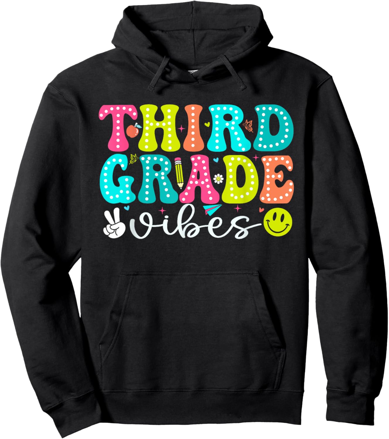 Third Grade Vibes Shirt 3rd Grade Teacher 1st Day of School Hoodie - Hoodie | Black