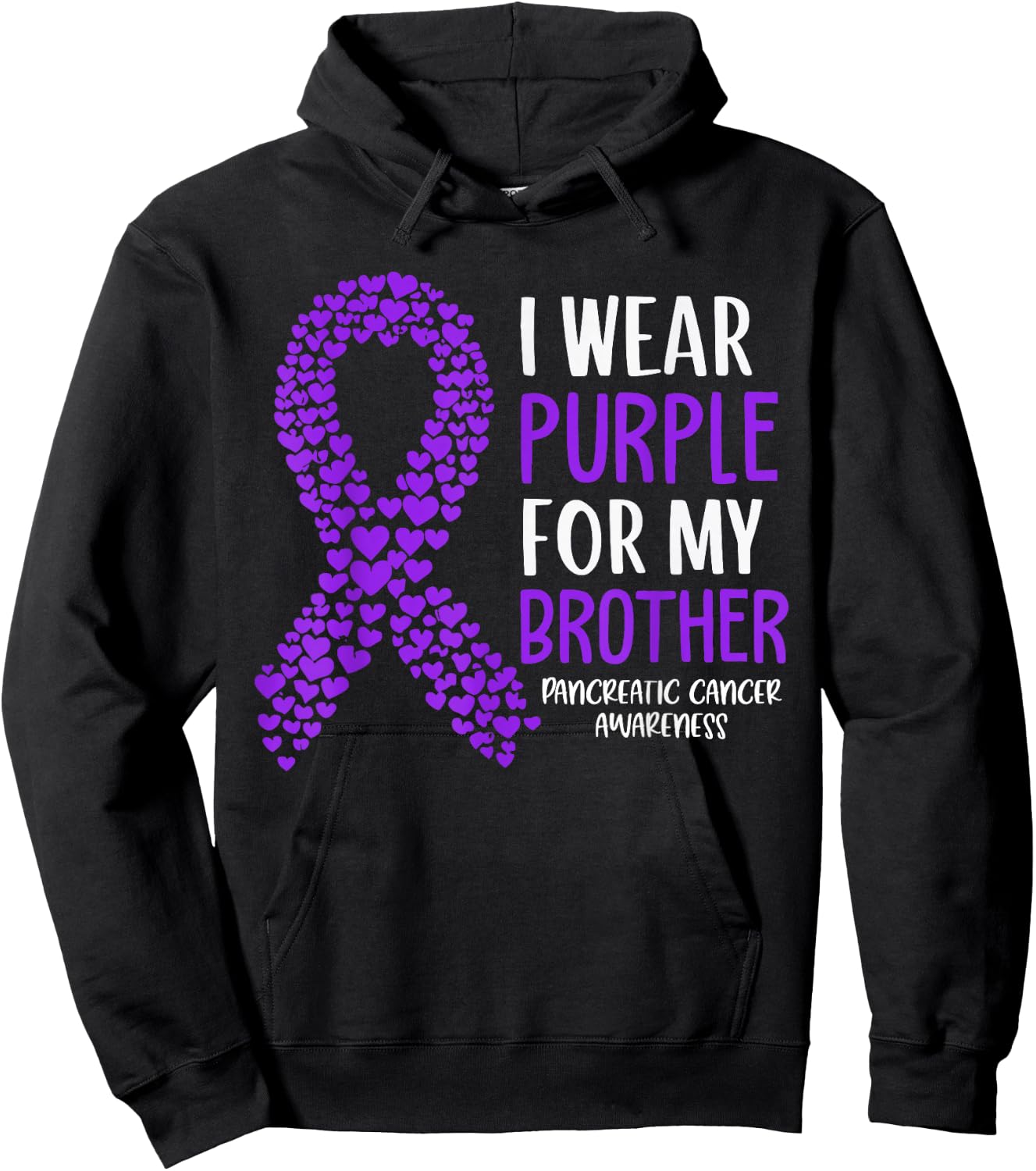 I Wear Purple For My Brother Pancreatic Cancer Awareness Hoodie - Hoodie | Black