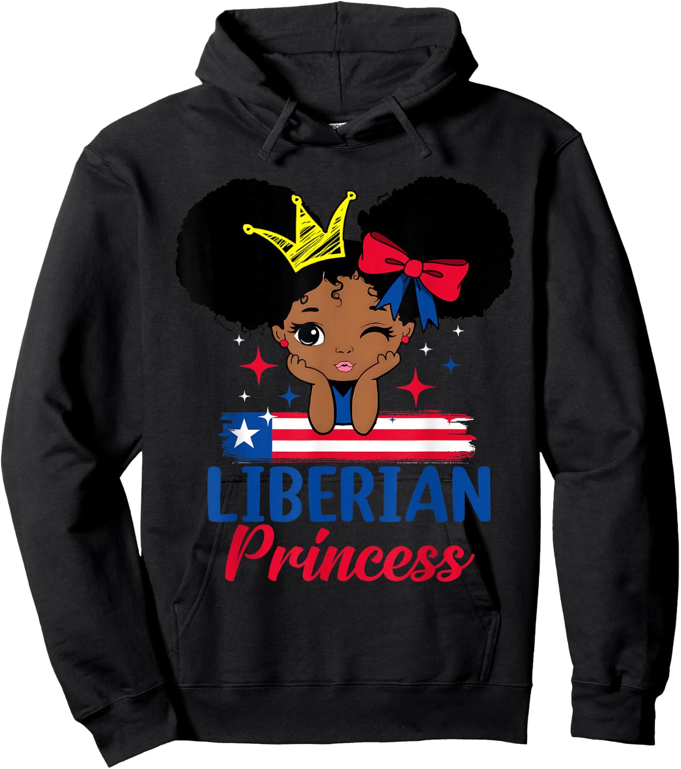 Liberian Princess Liberia Girl Melanin Cute Liberian Flag Hoodie - Hoodie | Black