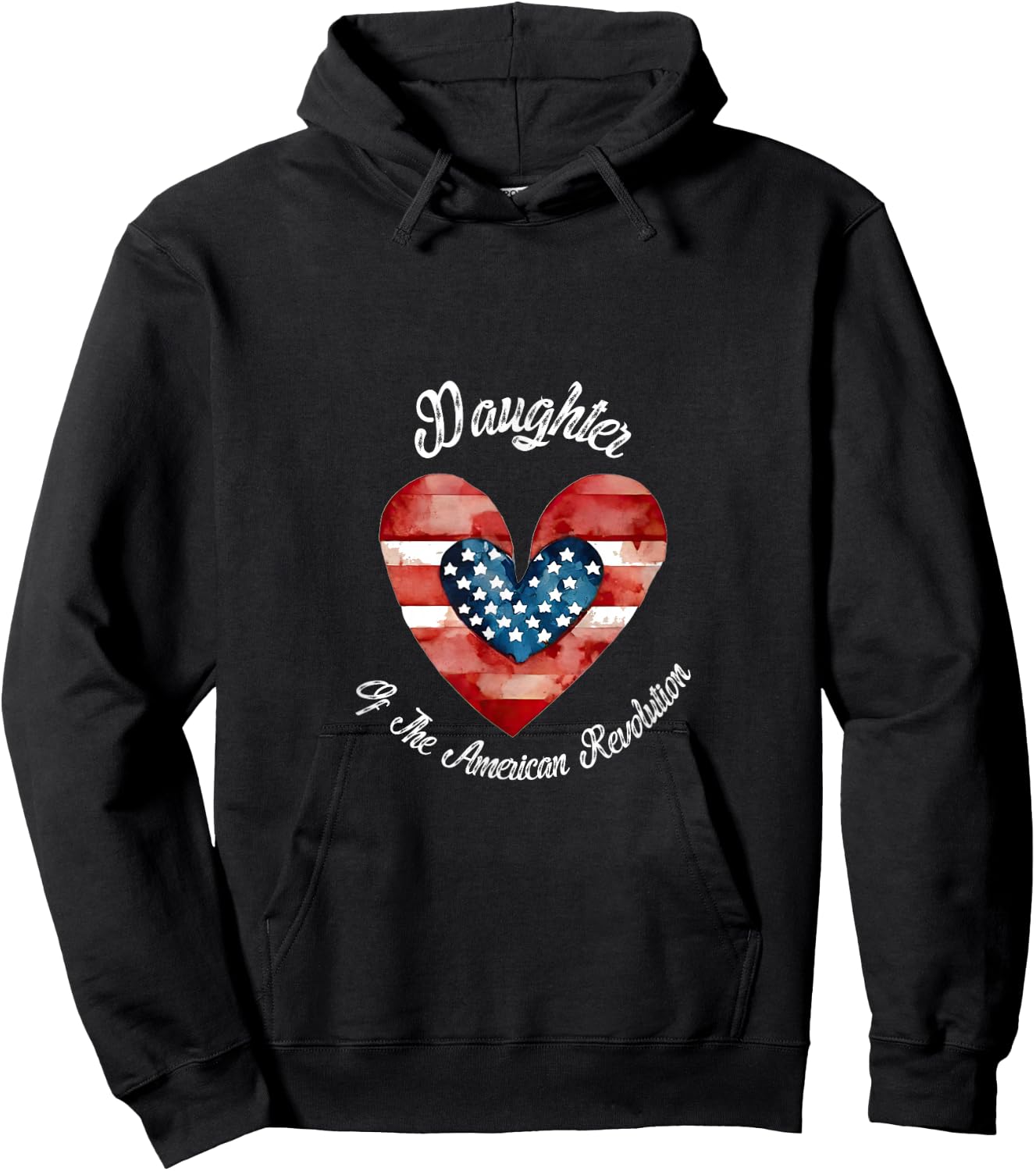Daughter American Revolution USA heart lineage patriotic Hoodie - Hoodie | Black