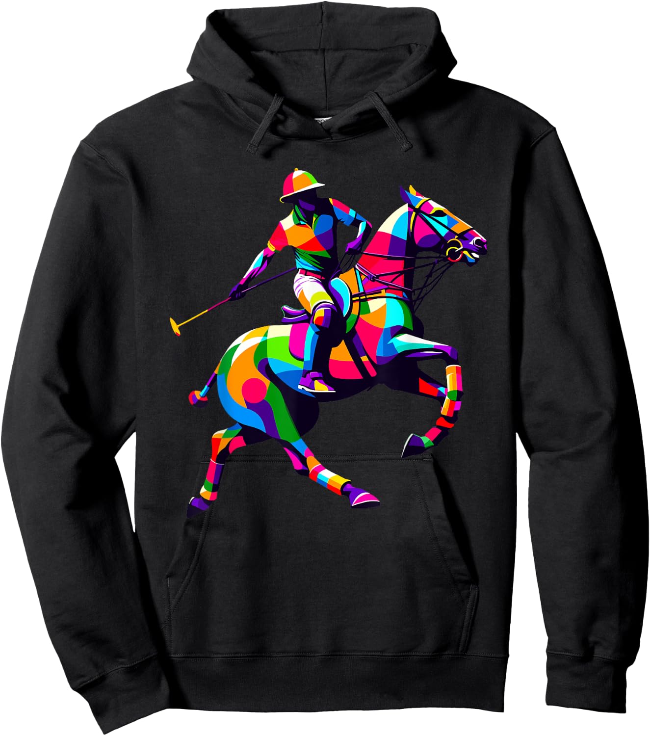 Pop Art Polo Horseback Riding Horses Equestrian Horse Hoodie - Hoodie | Black